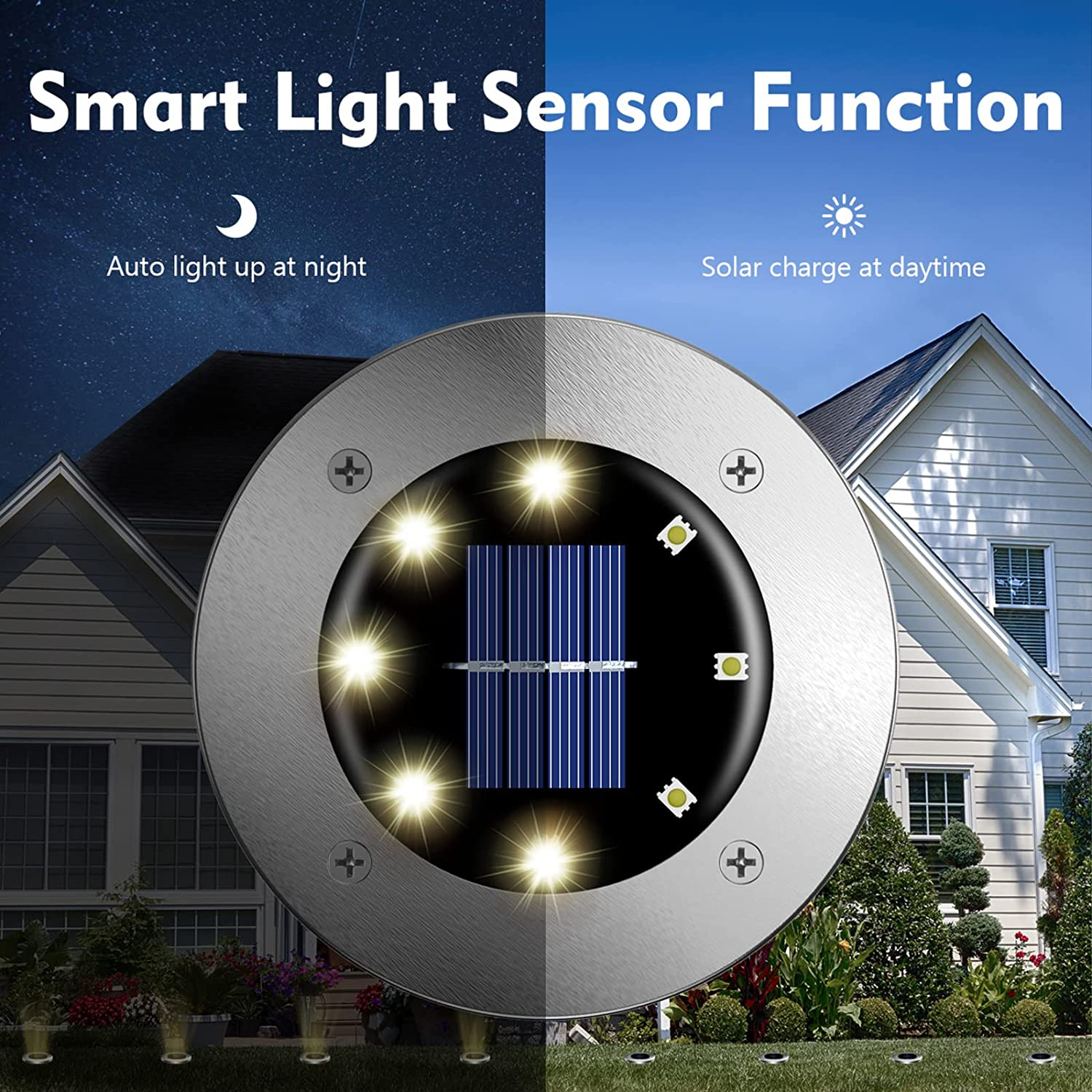 ADVWIN Solar Ground Lights, Waterproof Garden Lights Outdoor 12 Pack, Upgraded Solar Garden Lights, In-Ground Lights LED Landscape Lighting for Pathway Patio Walkway Yard Lawn Deck, Warm - 24Pack-Warm image number 2