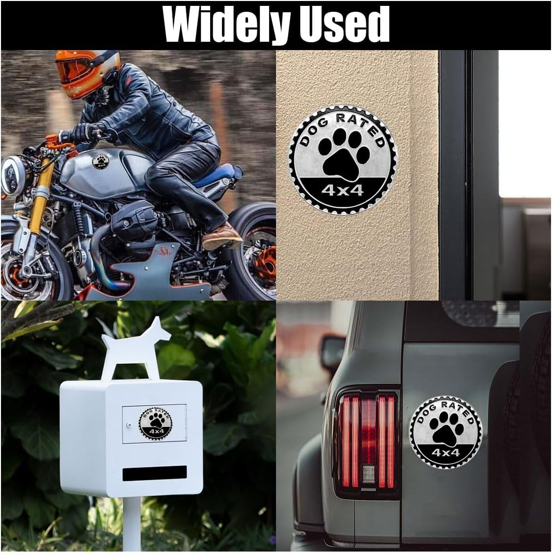 Car Badge Emblem, 4&times;4 Metal Car Exterior Badge Emblem, 3D Metal Auto round Emblem Decals Car Badge Decal Stickers Compatible with Jeep Wrangler Vehicles Suvs Trucks (Dog Rated) image number 4