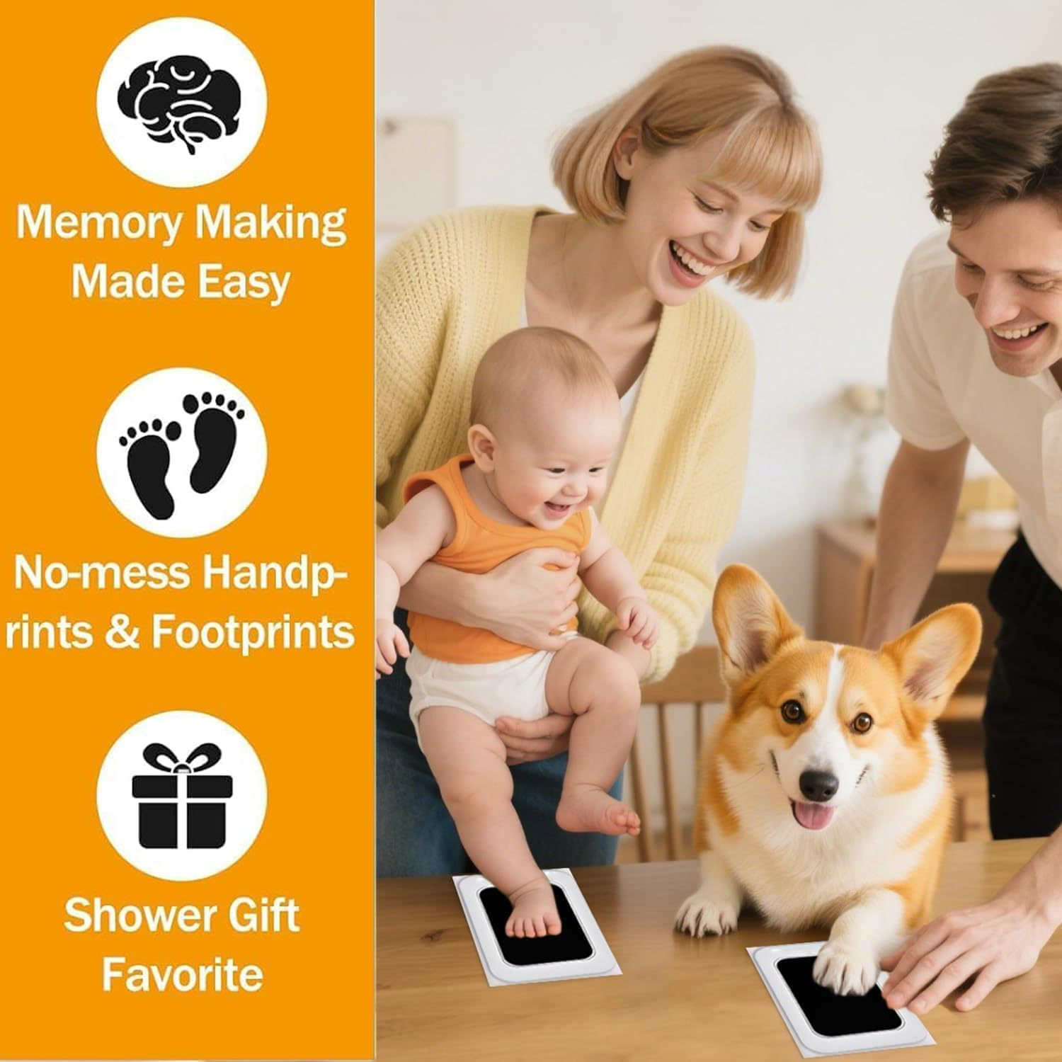 Inkless Hand and Footprint Kit, 8 Pads and 16 Impression Cards, Cleantouch for Keepsake, Dog Nose and Paw Print image number 2