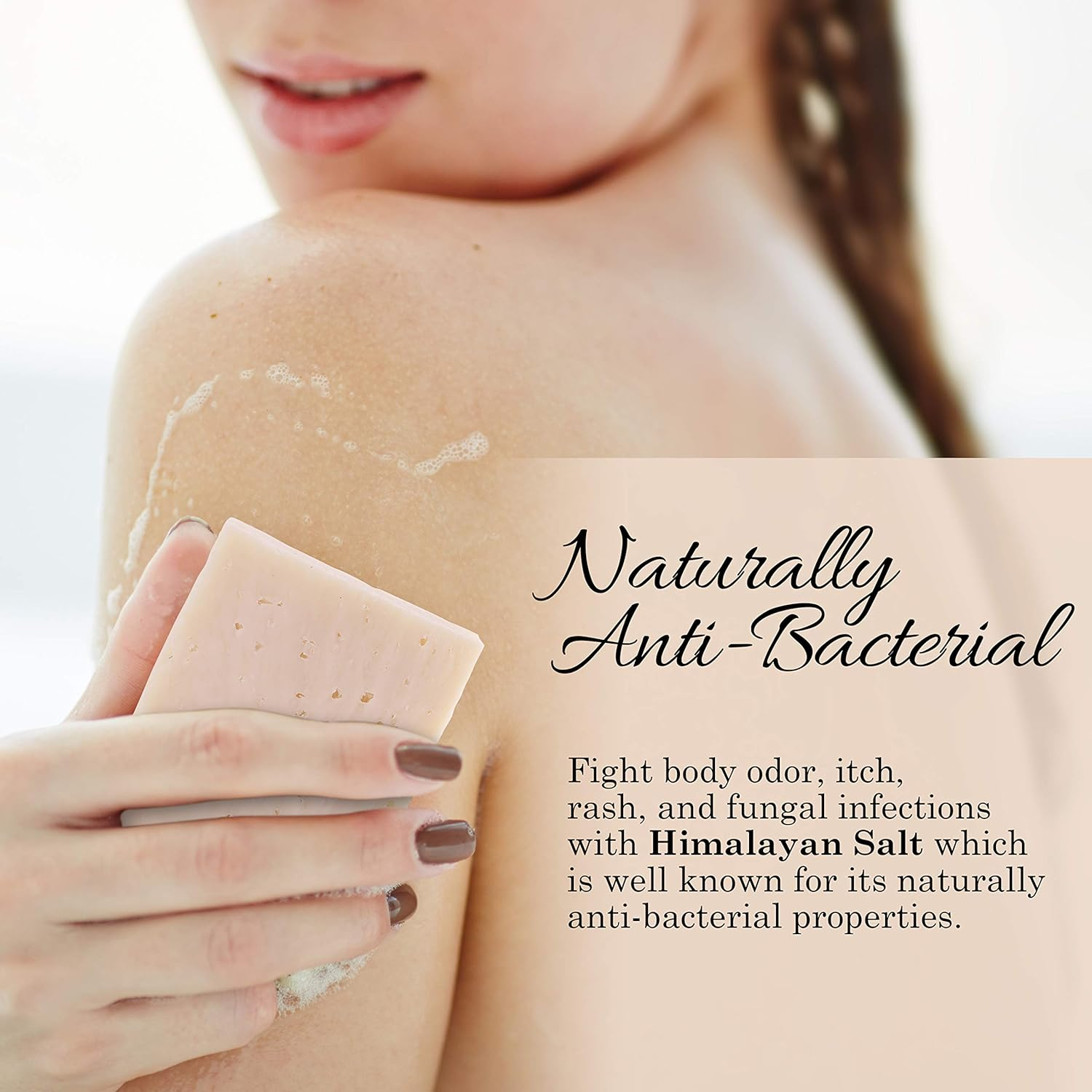 HIMALAYAN SALT SOAP BARS with Sea Salt & Shea Butter (4 Bars, 4.5Oz Each) - Handmade in USA with ALL NATURAL, NON-GMO, Unscented Ingredients. image number 5