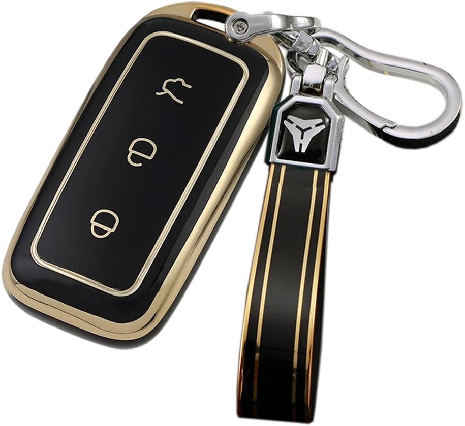Ontto TPU Car Key Fob Cover Fit for Geely EX5 Galaxy L6 L7 E8 E5 Proton E.Mas 7 2026 2025 2024 Key Holder Smart Case Shell Keyring Keychain Auto Styling Protection Accessories Gold Grey 1