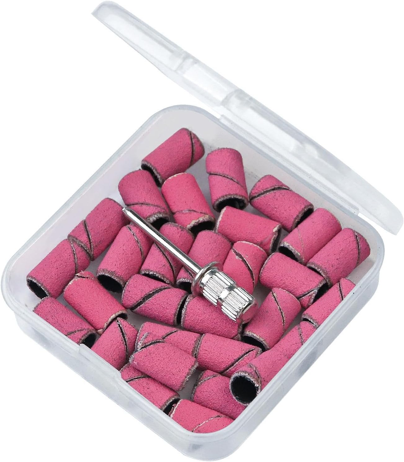 Nail Sanding Bands - Nail File Sanding Bands with Mandrel Bit - Fine Grit Nail File Sanding Bands for Acrylic Nails Gel Manicures and Pedicure Pochy