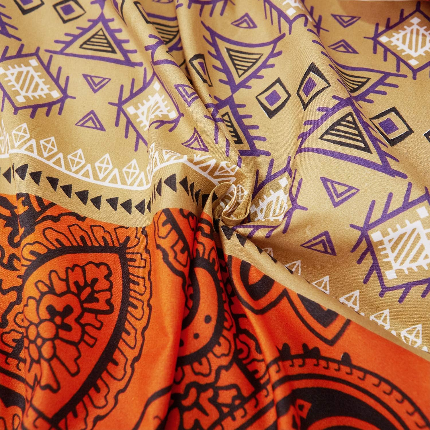 LAMEJOR Duvet Cover Sets Queen Size Bohemia Exotic Pattern Vibrant Color Luxury Soft Bedding Set Comforter Cover(1 Duvet Cover+2 Pillowcases) Orange/Teal Purple image number 2