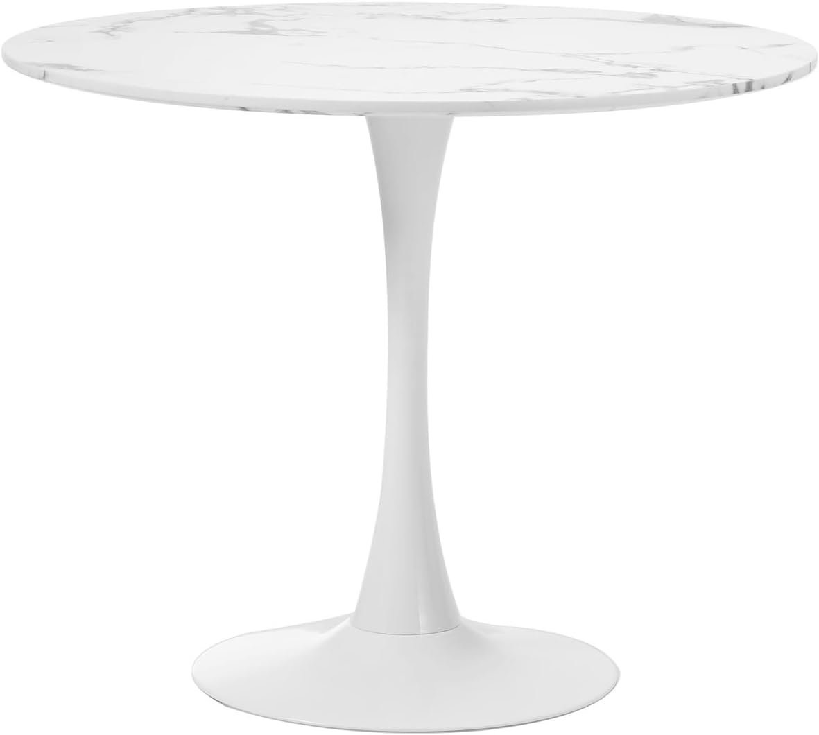 Oikiture Dining Table and Chair Set 90Cm round Table with Dining Chairs Set of 4 Sherpa Kitchen Chair White image number 2