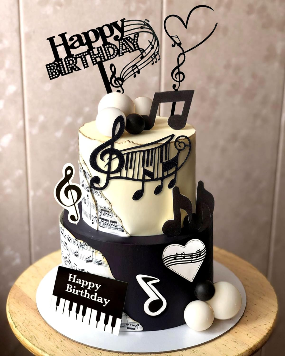 Jevenis Rock Music Cake Topper Guitar Cake Toppers Music Notes Balls Cake Decorations for Musician Birthday Party Rock Theme Party
