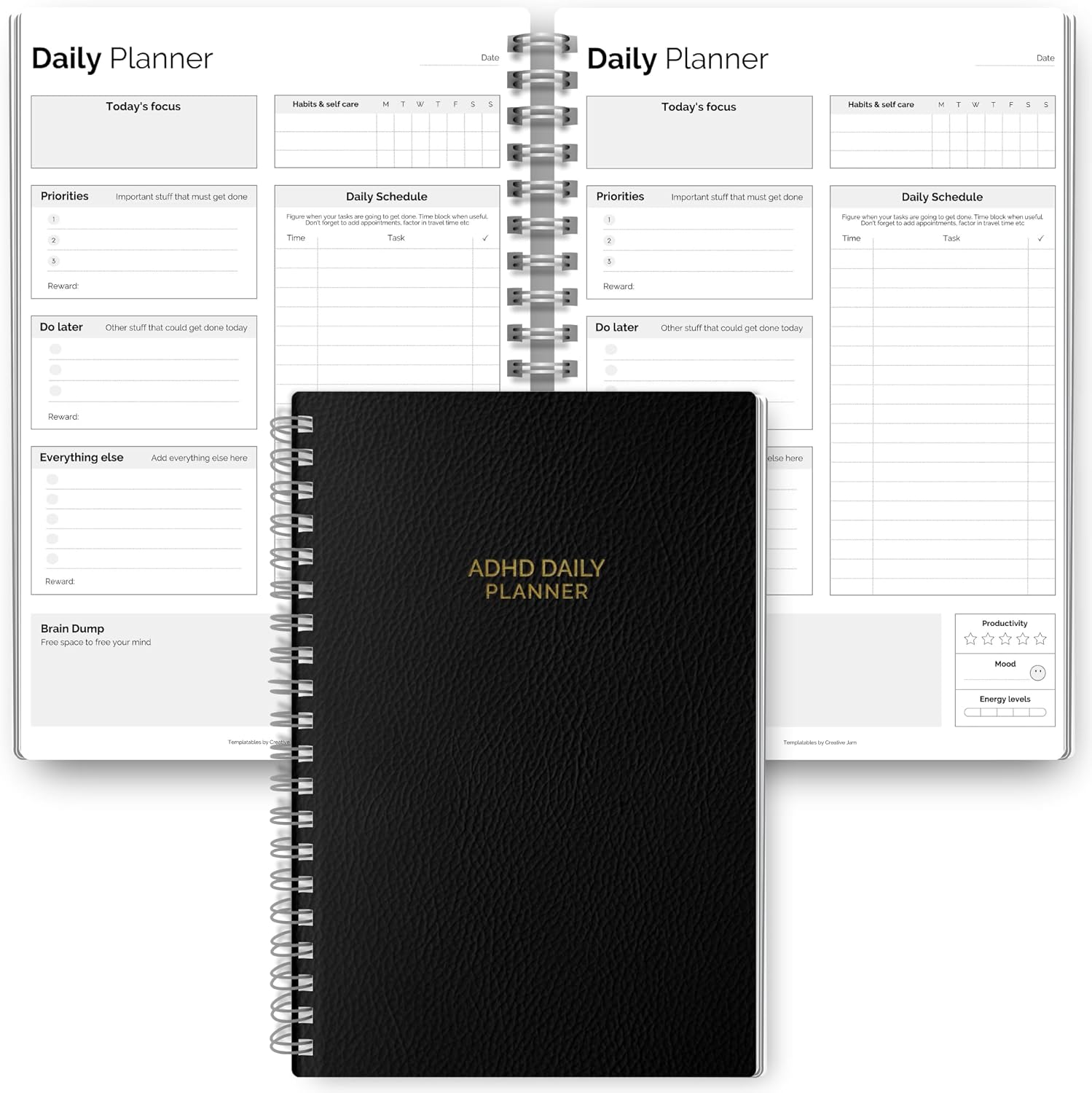 ADHD Daily Planner for Neurodivergent Adults - Productivity Daily Planner & Task Management to Stay Organized and Focused - A5 Pastel Rainbow