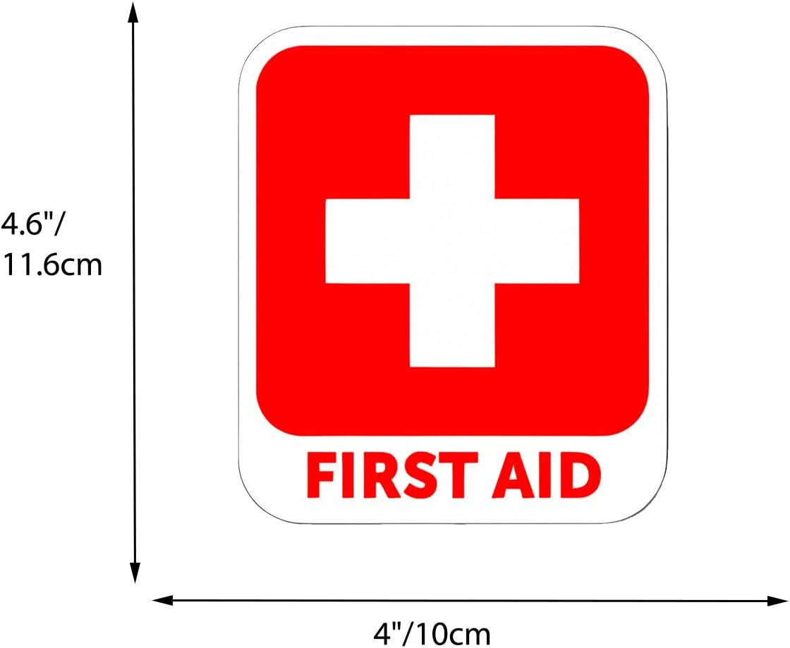 First Aid Sticker Vinyl Decal Safety Emergency EMT Self-Adhesive Shell and Stick Vinyl Stickers 4Pack (Red) image number 2