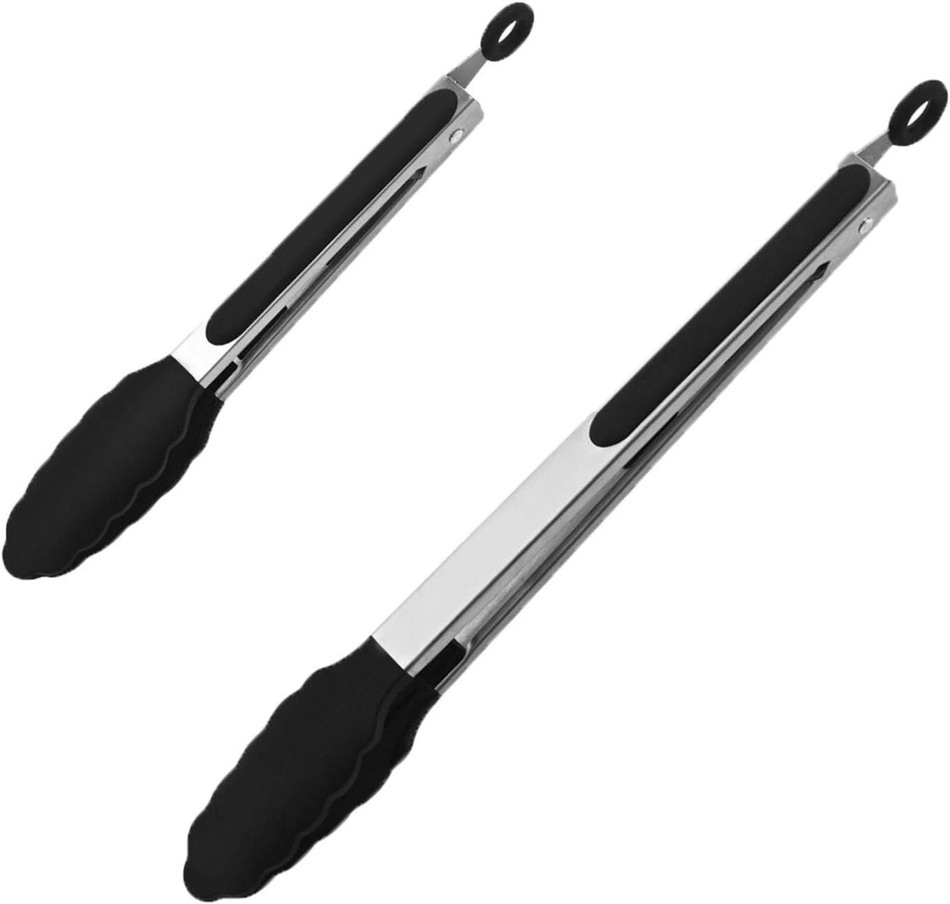 EOMECUIGAO Kitchen Tongs 2Pcs Silicone Anti-Scald Food Clip Stainless Steel BBQ Clip Steak Clip (Black) image number 6