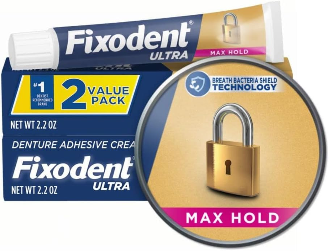 Fixodent Ultra Max Hold Denture Adhesive, 2.2 Ounce (Pack of 2) image number 1