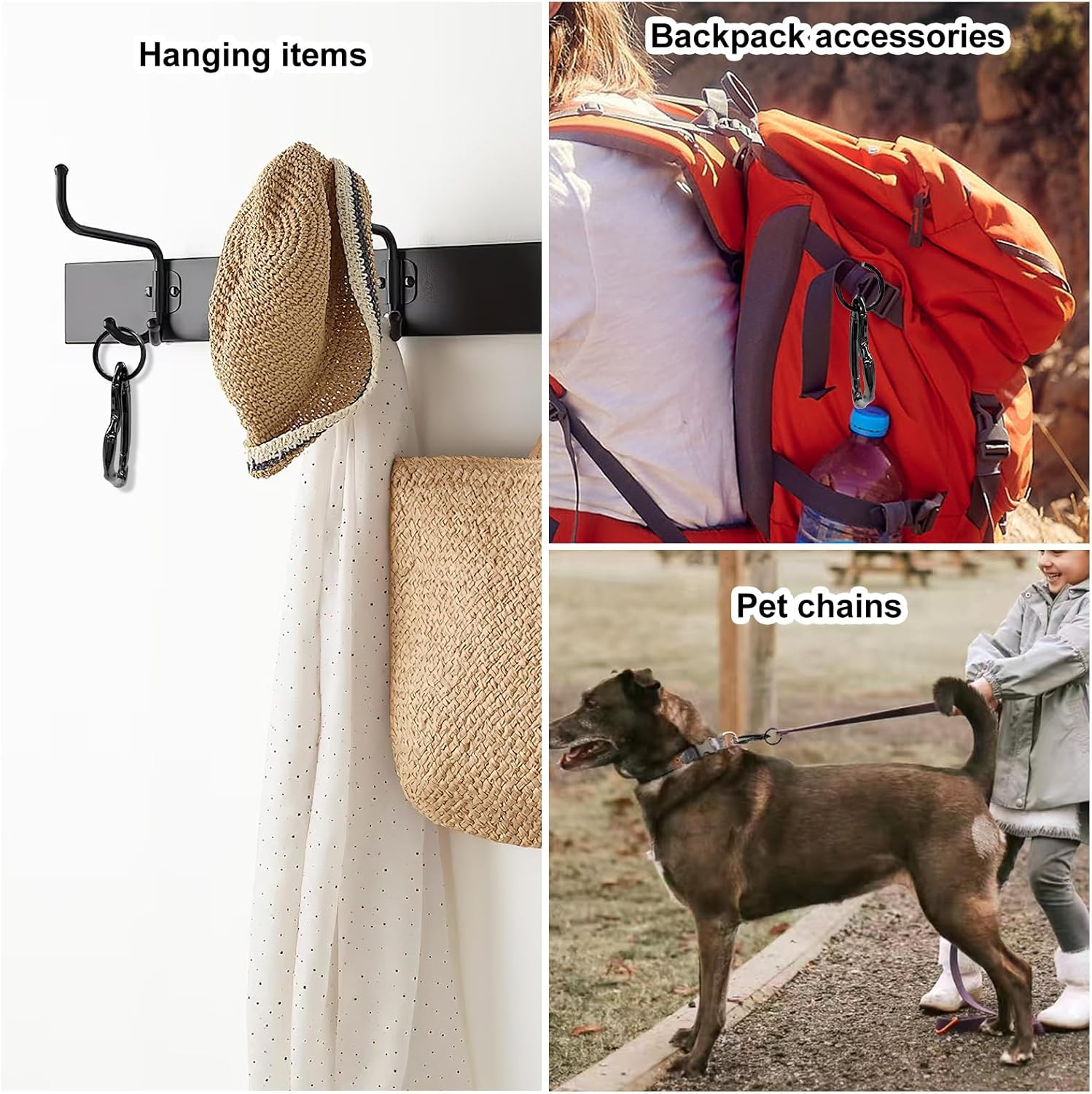 Tinoaly Cool Cute Carabiner Keychain for Men, Y2K Black Key Ring Modern Irregular Design Carabiner Hook Holder Suitable for Backpacks Keys Purses image number 1