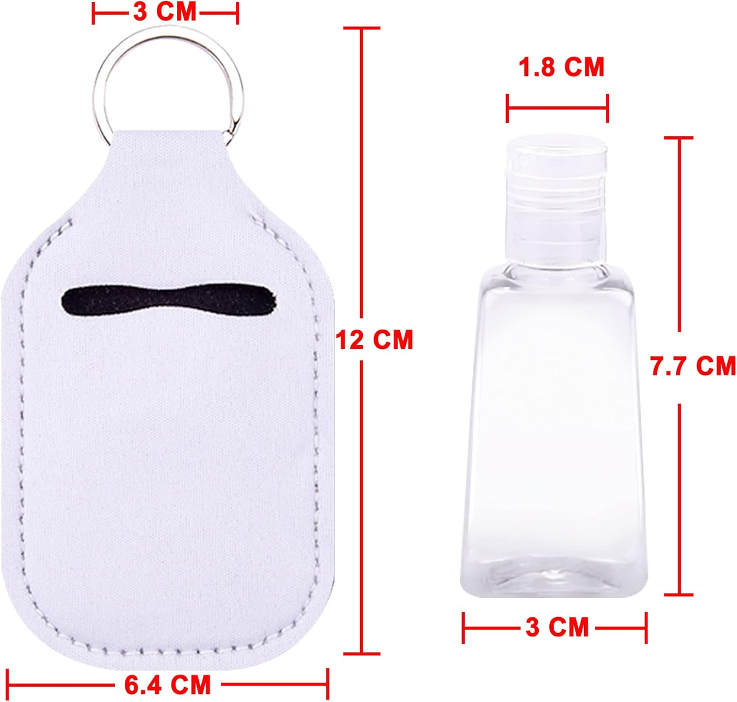 Duufin 60 Pieces Empty Travel Size Hand Sanitizer Bottles with Keychain Set Including 30 Pieces Clear Refillable Bottles and 30 Pieces Hand Sanitizer Holder Keychain for Backpack and Purse image number 1