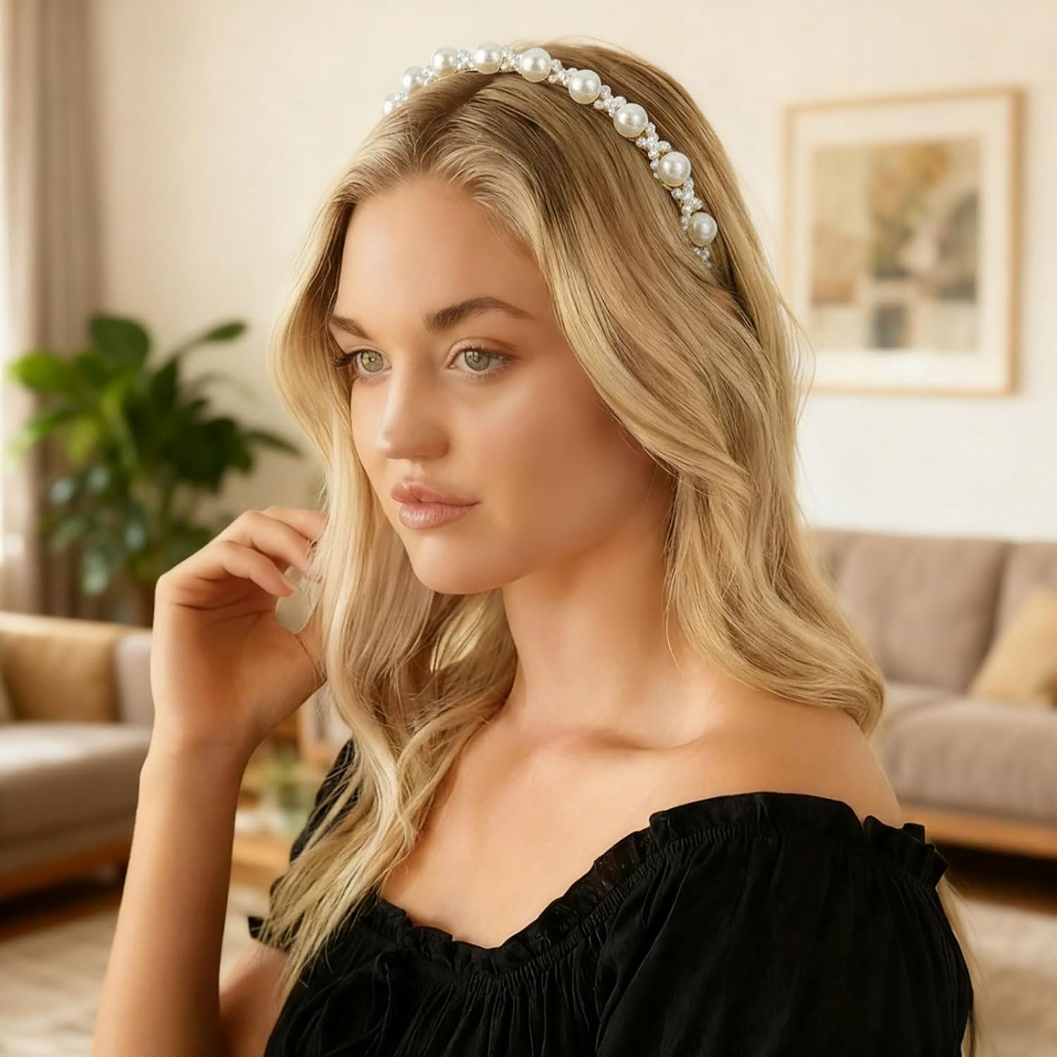 Xanthelle Hairbands Dirndl, 6 Pieces Pearl Women, Traditional & Accessories, Non-Slip Headbands for Ladies, Fashionable Padded Hairbands image number 2