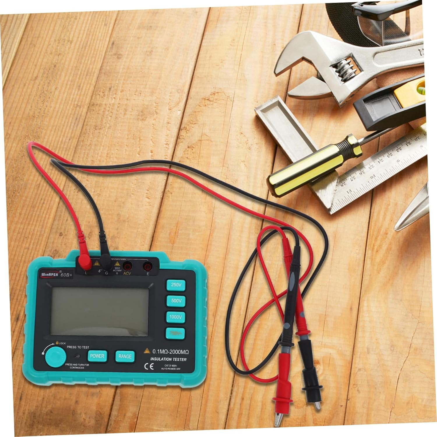 TEHAUX Insulation Tester Auto Electrical Tools Digital Megohm Backlight Megohmmeter Test Leads for Motors Appliances image number 1