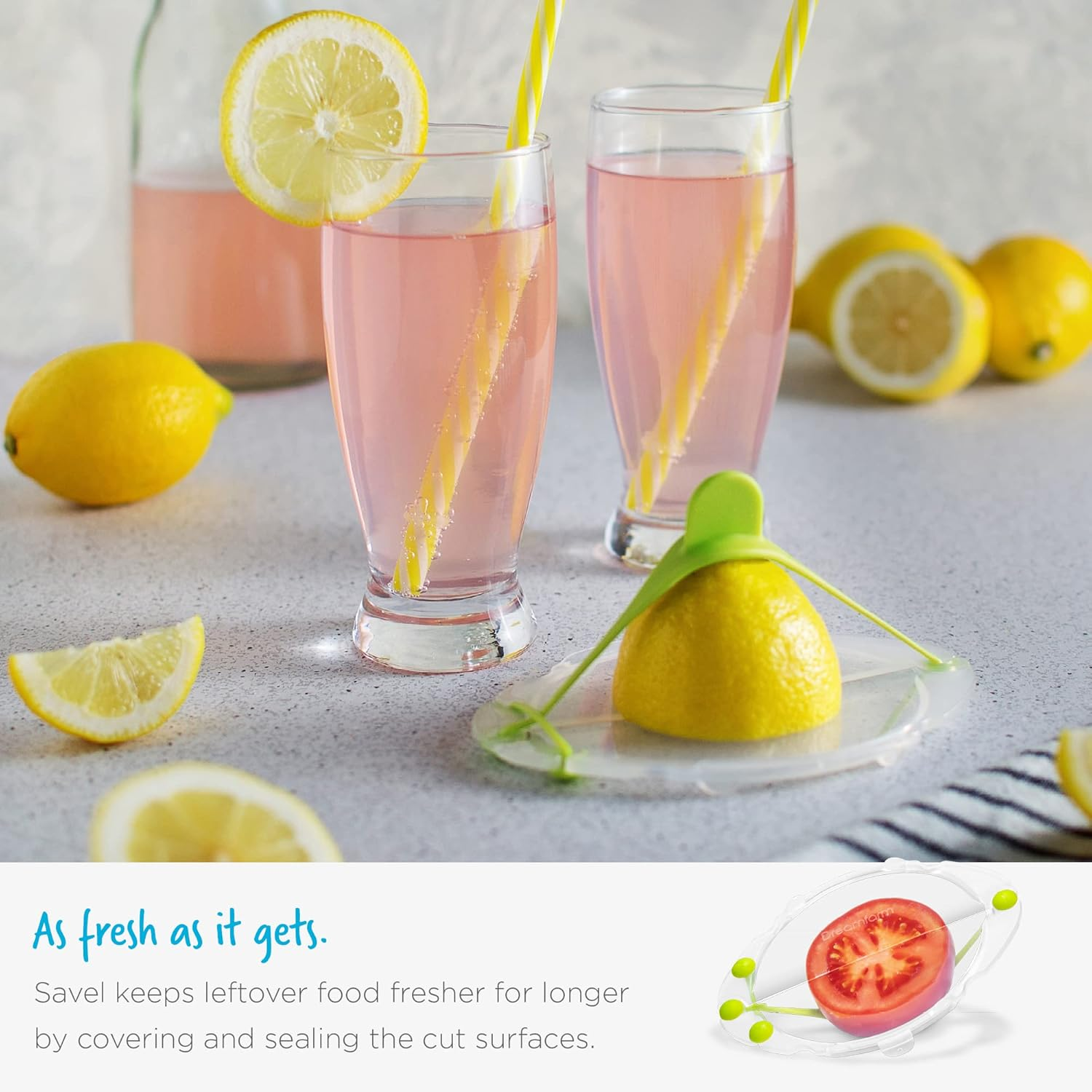 Dreamfarm Savel Flexible, Food Safe, & Adjustable Fruit & Vegetable Saver & Storage Cover - Clear/Green image number 4