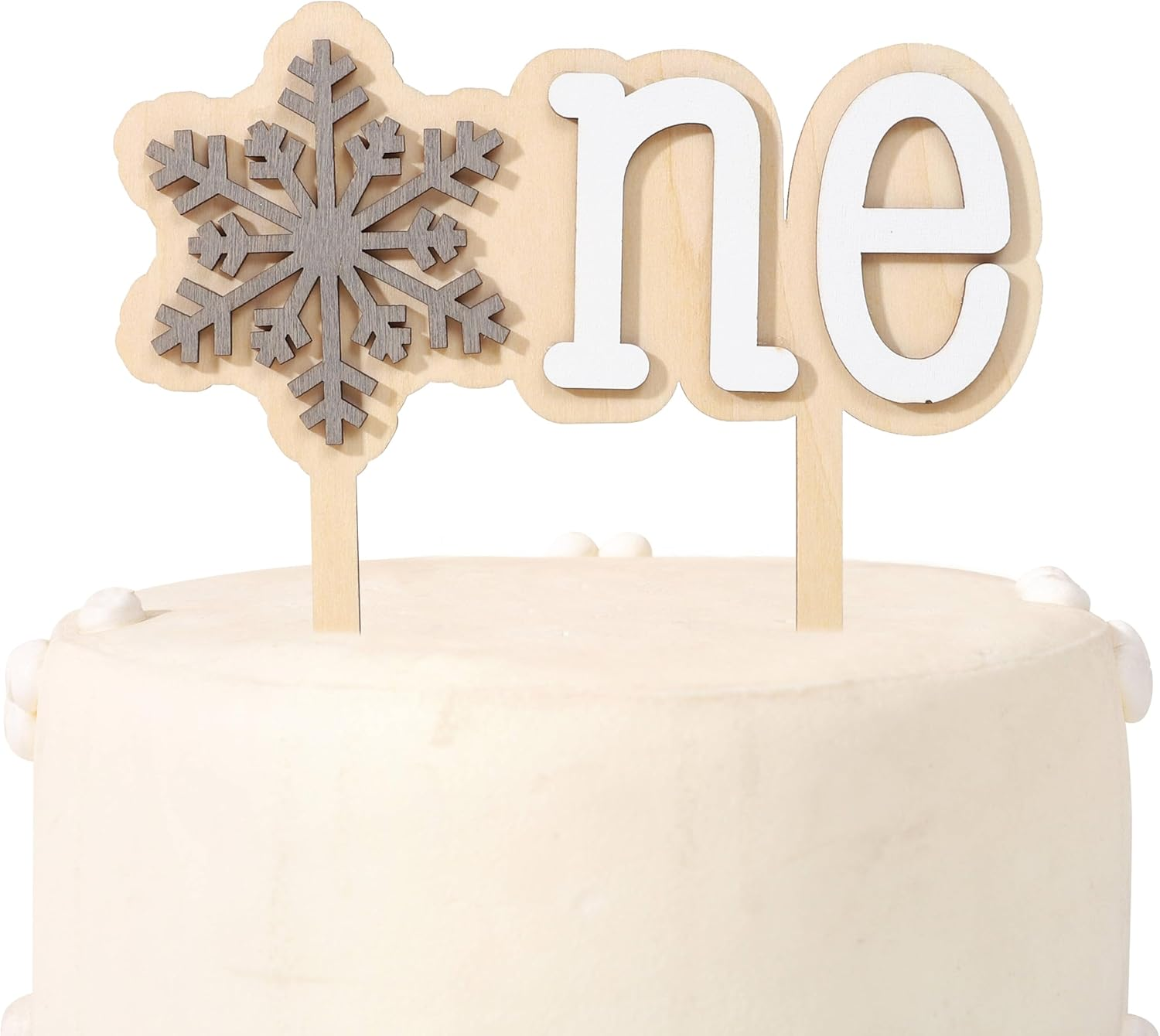 Wooden Snowflake One Cake Topper - Snowflake 1St Birthday Party Decorations, Winter Onederland First Birthday Cake Topper, Christmas Snowflake Holiday Party Supplies, Wooden Birthday Cake Decor image number 1
