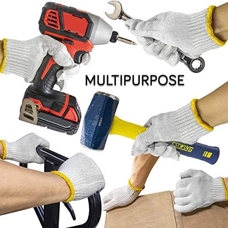 Work Gloves 12 Pairs-Cotton Polyester String Knit Work Gloves for Mechanic Industrial Warehouse Gardening BBQ Construction Painter Men & Women（Large-Thick-Economic) $1.58 per Pair image number 6