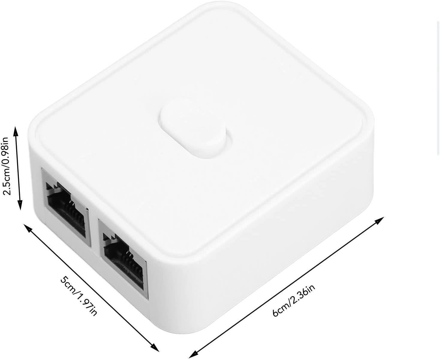 Gigabit Network Switch with 2 Ports, 2 in 1 Out 1 in 2 Out, 1000Mbps RJ45 Ethernet Splitter, Cat 5E/6/7 Compatible, ABS Material, Poe Extender for Easy Layout Extension