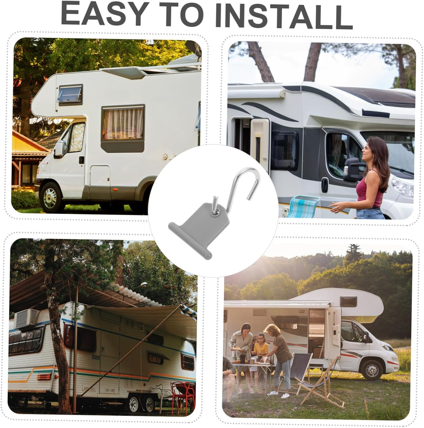 16Pcs Rv Awning Hooks Stainless Steel Hooks for Rv Awning Easy Install Camping Supplies