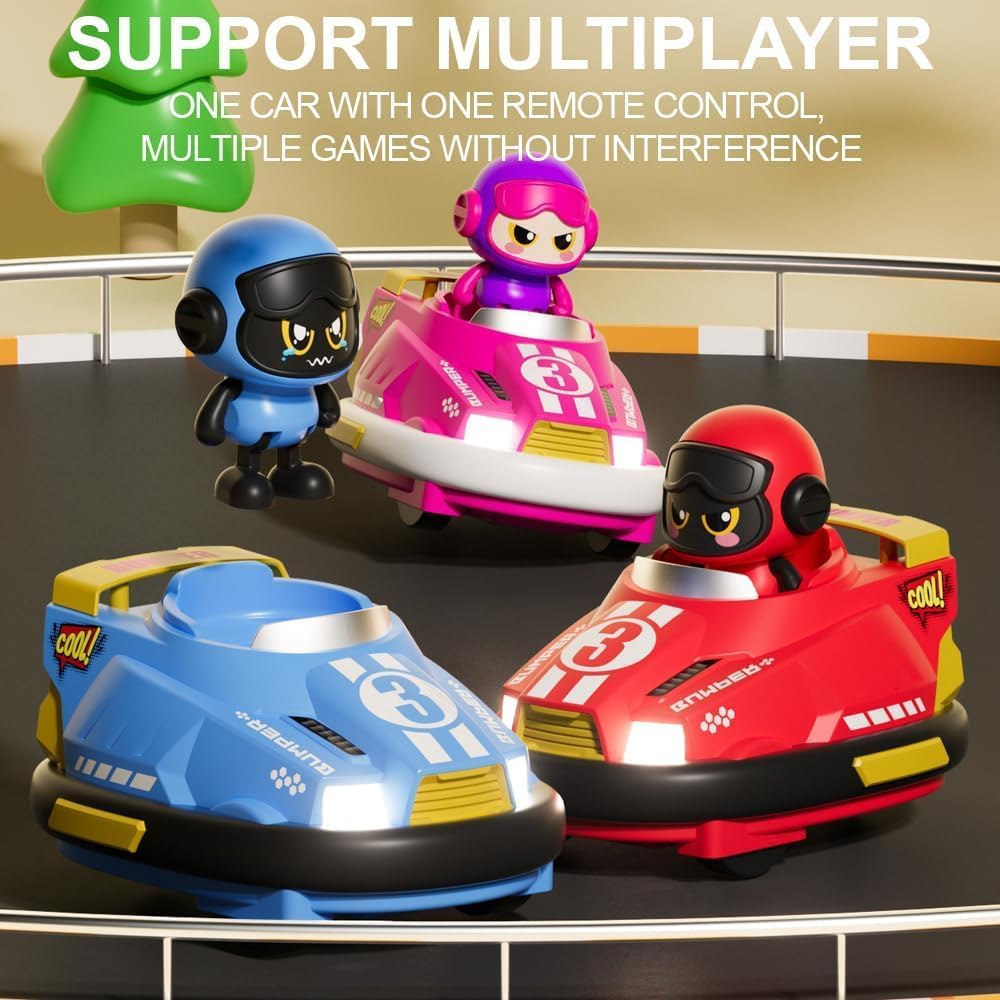 B-Qtech 2 Pack Remote Control Cars Toys for Kids, Speed Cars Games, RC Battle Bumpers, Cartoon Cars with Music & Light, Christmas Birthday Gifts image number 1