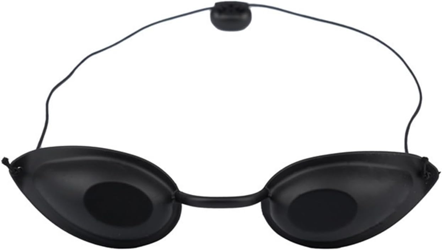 Safety Tanning Goggles and Durable Eye Patch for Light Protection during IPL UV Infrared LED Therapy and Beach Sunbathing with Transparent Storage Bags Black