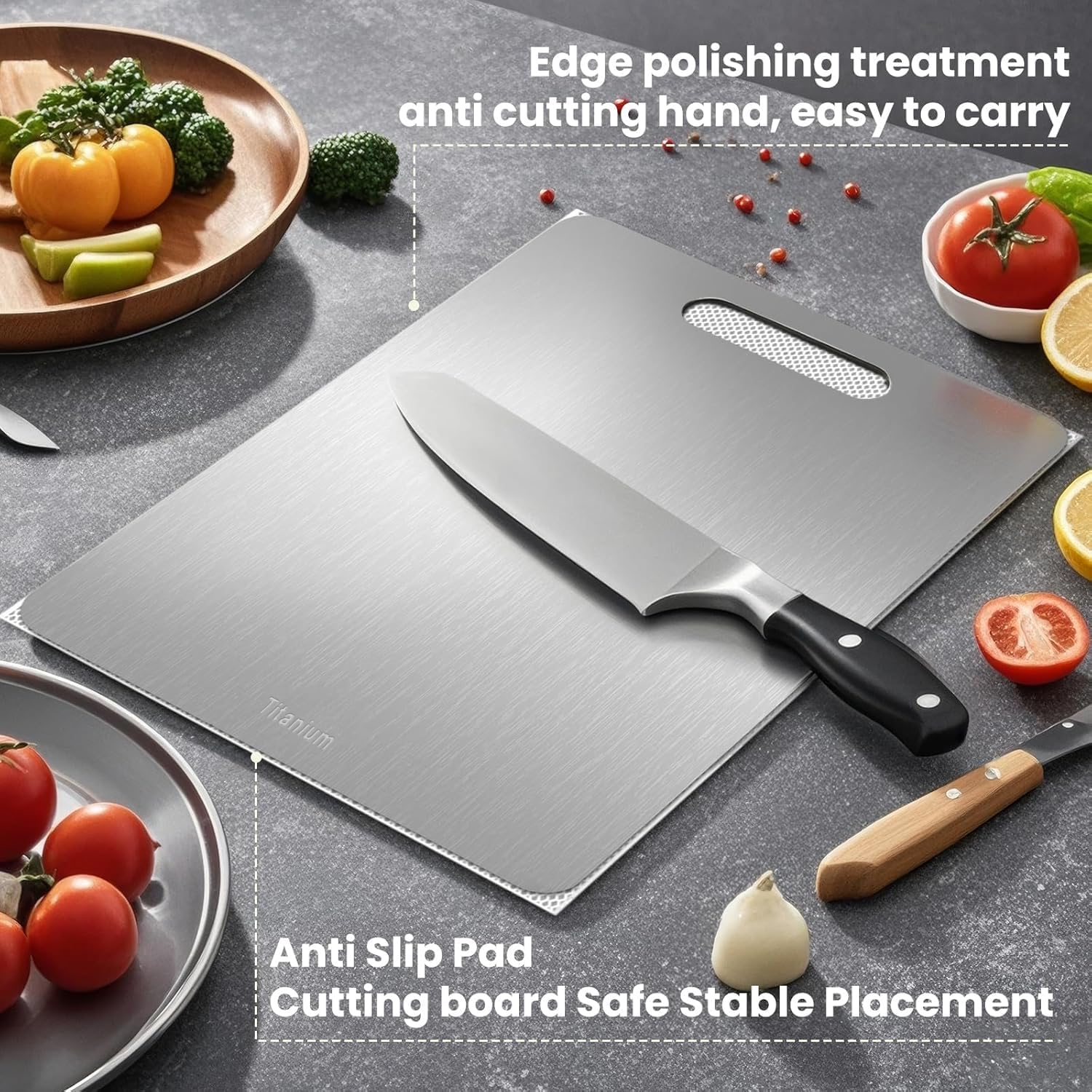 Titanium Cutting Board - Professional Grade, Anti-Bacterial & Knife-Friendly Titanium Kitchen Broard Odor-Resisstant Healthy Cooking Easy to Clean and Professional image number 1
