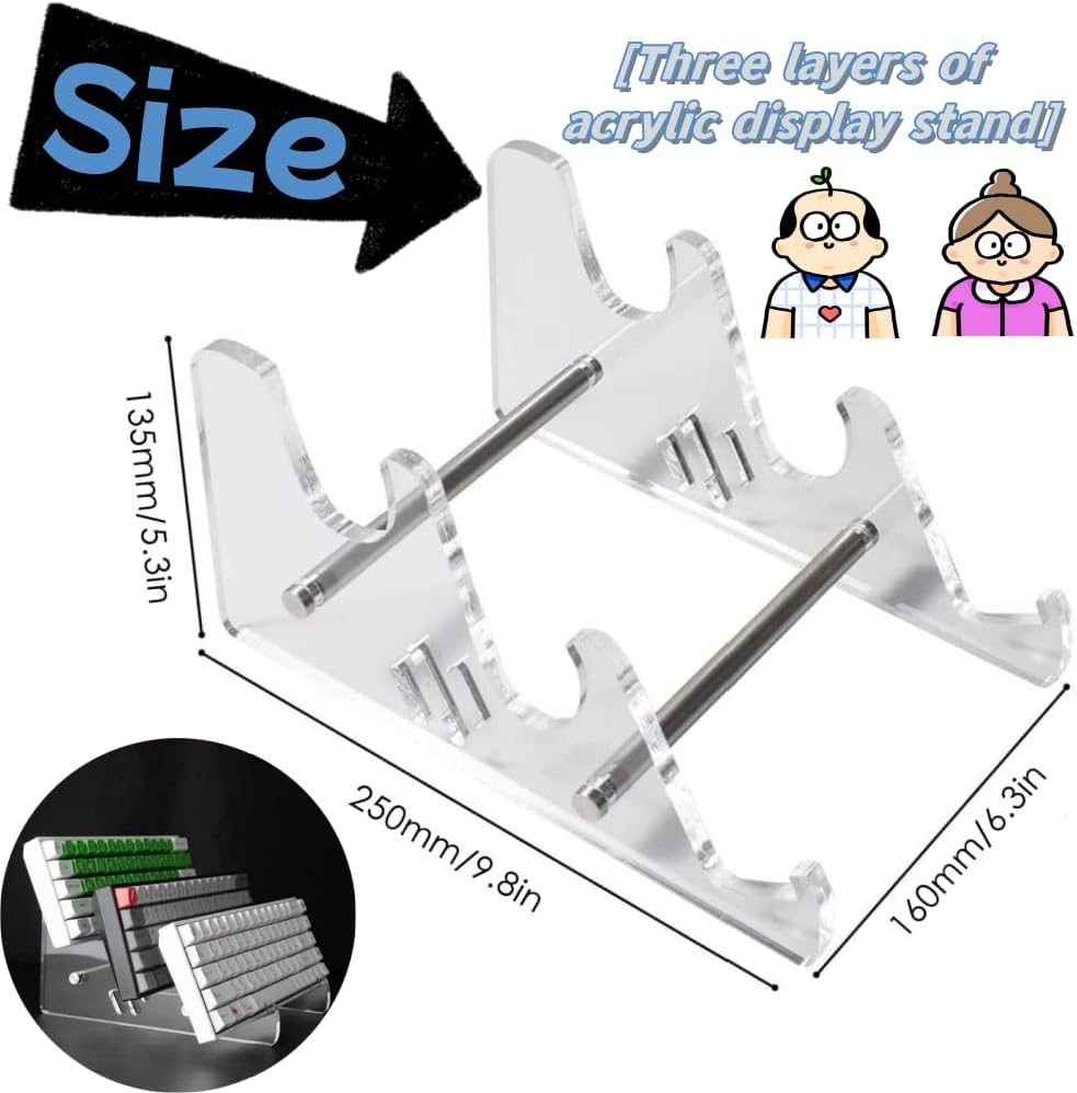 1 Pcs 3-Tier Acrylic Mechanical Keyboard Holder Display Stand,Transparent Acrylic Frame Holder Stand,Space-Saving Keyboards Stands for Storage Three Mechanical Computer Keyboard Tablet Picture Frame image number 5