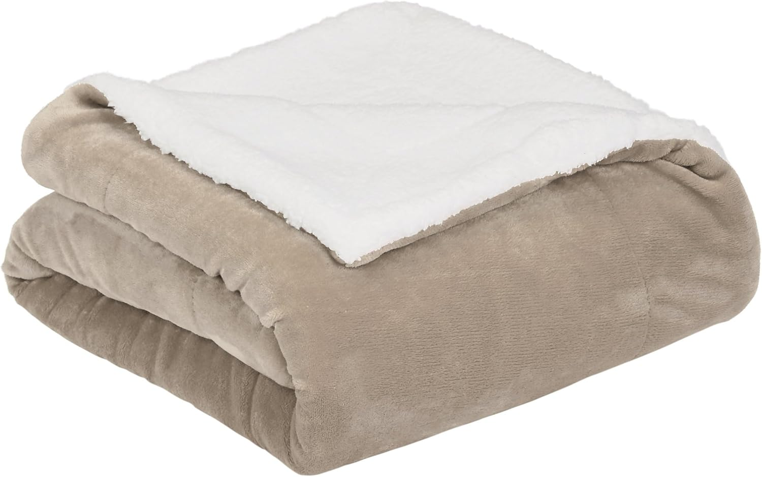 Amazon Basics Micromink Sherpa Blanket- 220 X 240 Cm, Taupe image number 4