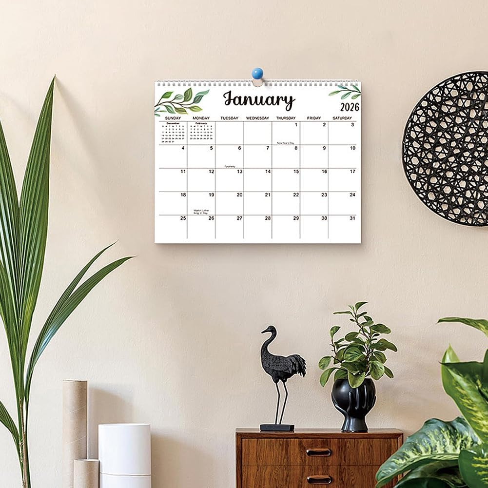 Geli Wall Calendar 2026-2027 with 8 Pieces Sticker, January 2026 - June 2027, 2026-2027 Monthly Calendar with Thick Paper, Twin-Wire Binding,Large Blocks, Hanging Hook, Holidays image number 5