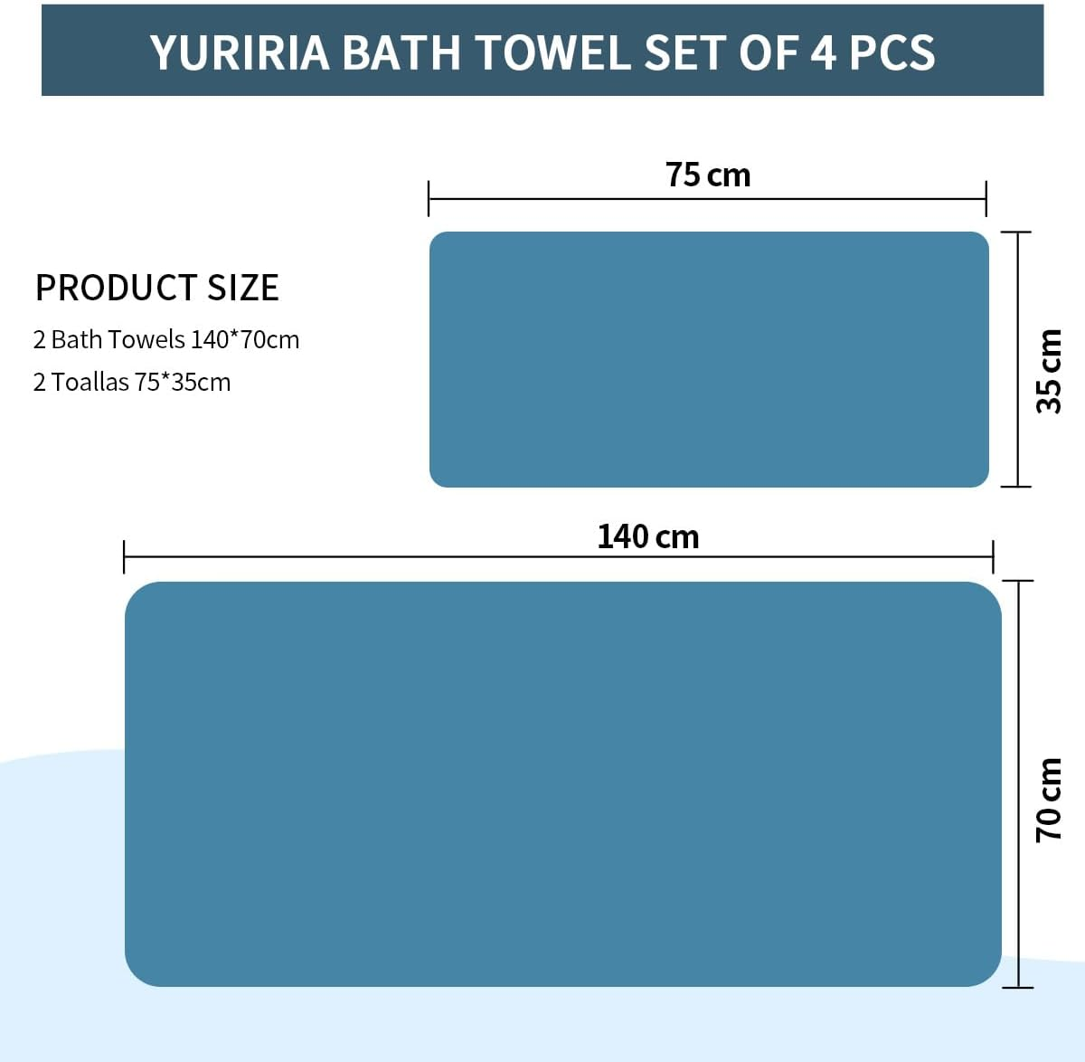 4 PCS Large Coral Towel Set Ultrasoft Bath Towels Absorbent Hand Towel for Bathroom, Hotel, SPA, Sports, Pool (Black+Grey) image number 2