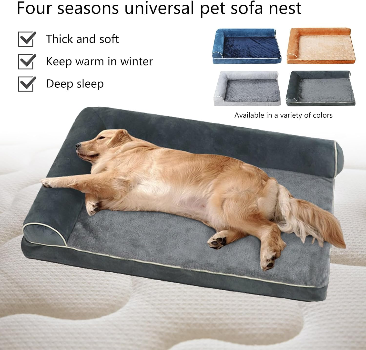 Orthopedic Dog Bed Large, Memory Foam Washable Dog Sofa Bed for Medium & Large Dogs, Warm Pet Bed with Removable & Washable Cover, Firm Support Dog Couch Bed for Anxiety Pets (Dark Gray, XL) image number 3