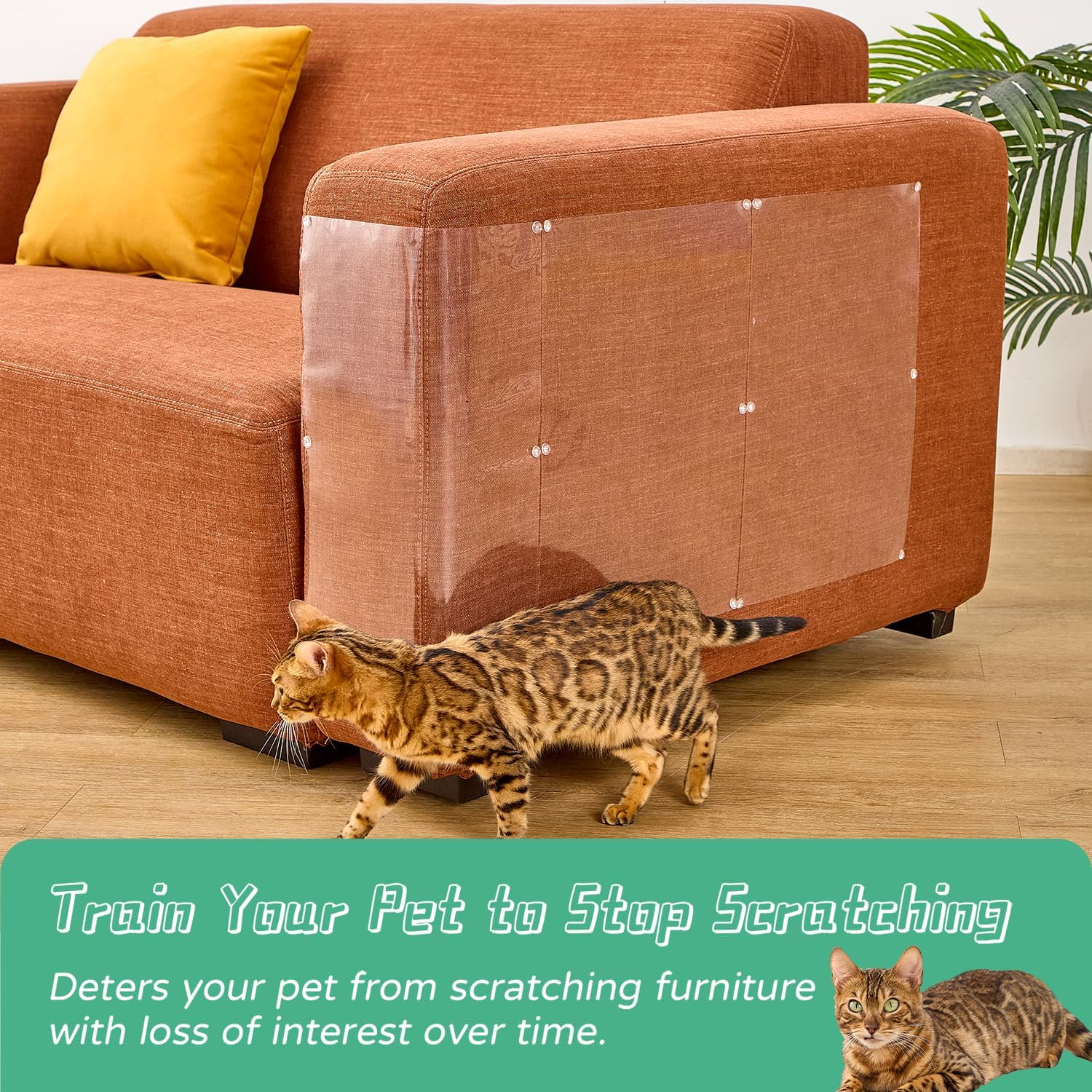 10 Pcs Furniture Protectors from Cats, Clear Self-Adhesive Cat Scratch Deterrent, Couch Protector 4 Pack X-Large (18"L 12"W) + 4 Pack Large (9"W) + 2 Pack (6"W) Cat Repellent for Furniture - 6Pcs + 40Pins image number 2