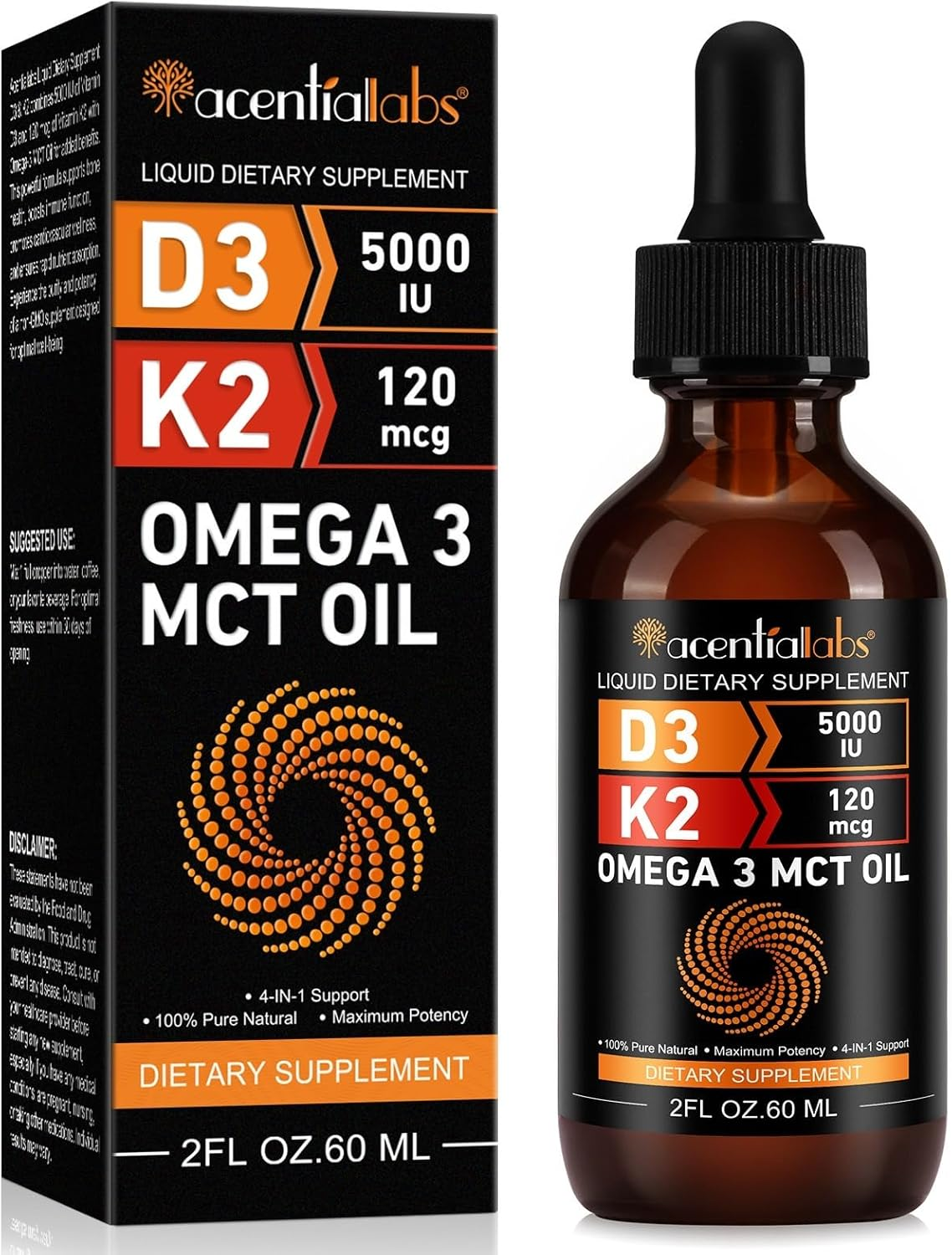 Vitamin D3 + K2 Liquid Drops &ndash; Plant-Based Daily Supplement &ndash; Vegan, Alcohol-Free, Naturally Sourced Ingredients &ndash; High Absorption Nutrient Support &ndash; 30Ml
