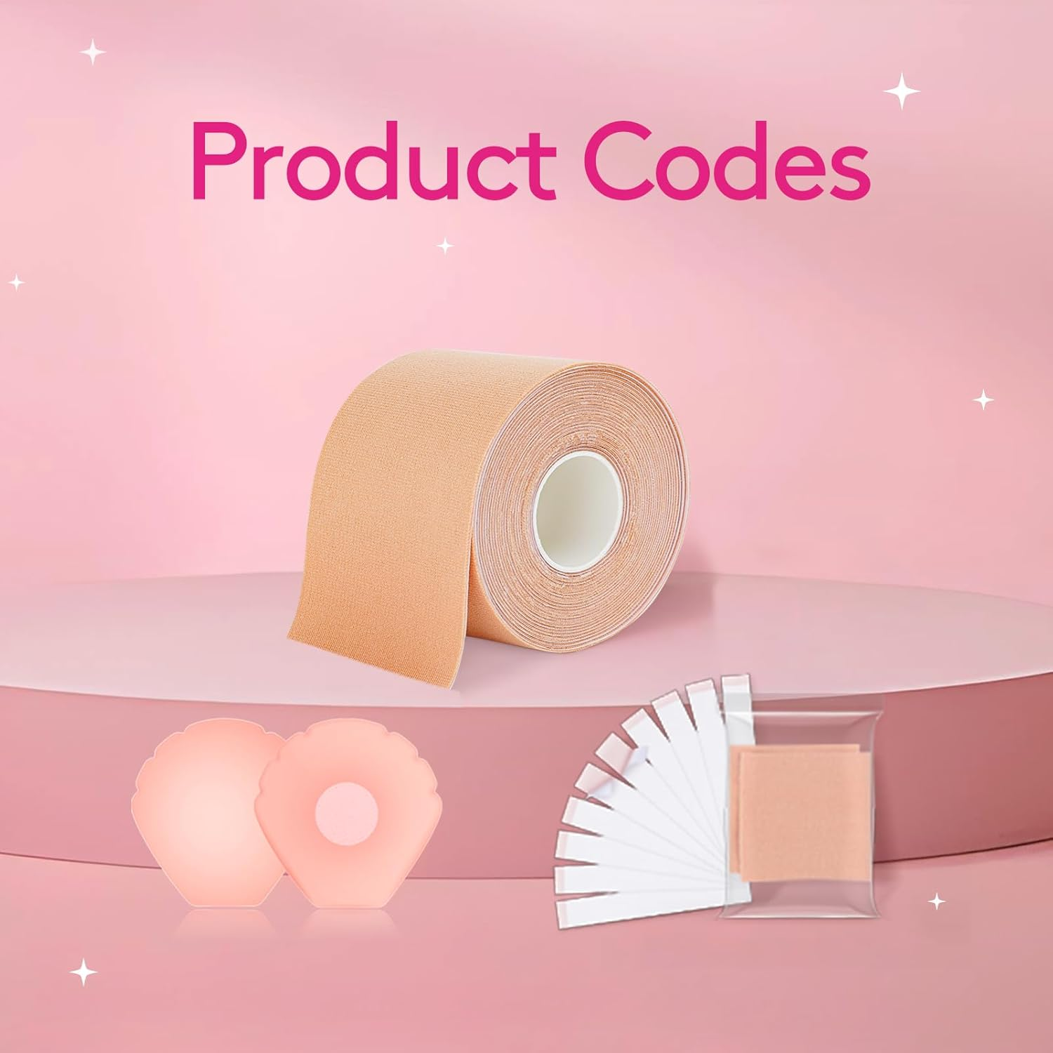 Boob Tape, Boobtapes with 2 Pairs Silicone Reusable Nipple Covers, Boobtape for Large Breast Skin-Friendly Tit Tape, 10 Fashion Tapes With, Adhesive Breast Lift Tape for A-G Cup Beige image number 2