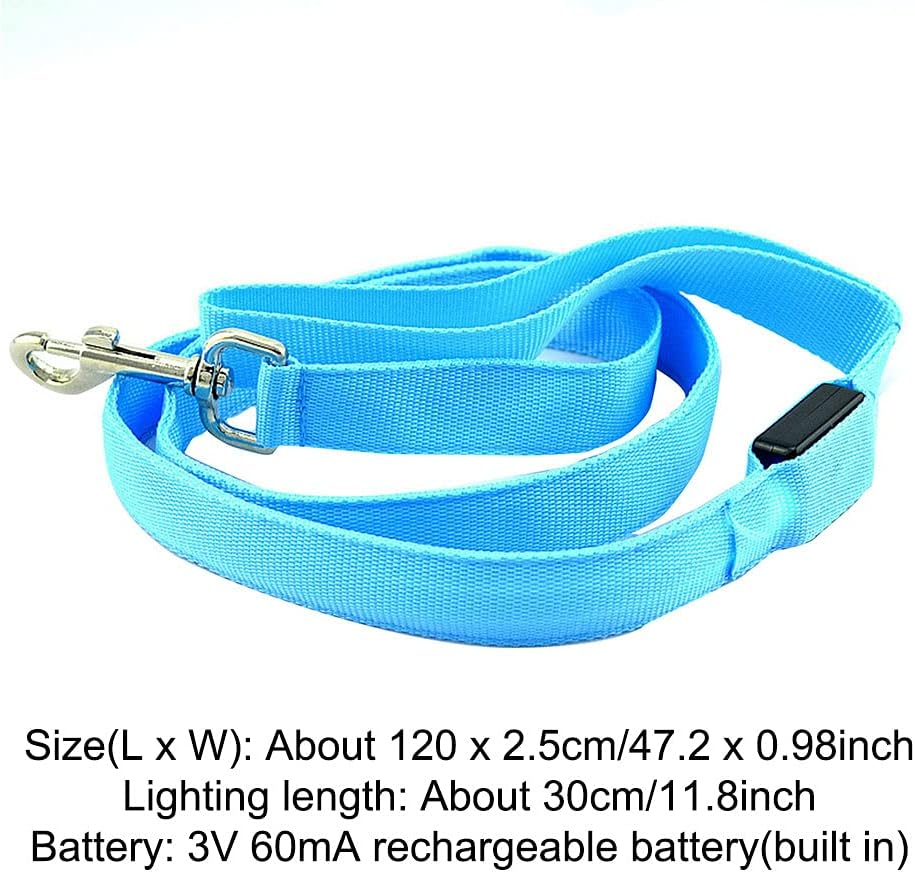 Led Dog Leash, Luminous USB Charging Led Dog Leash Accessories Lead Strip Glowing Light up Led Dog Leash(Blue) image number 2
