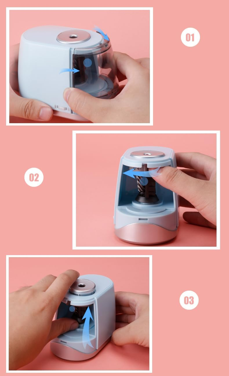 Adjustable Nib Electric Pencil Sharpener Usb/Battery 2 in 1 Operated Fast Pencil Sharpener for 6-8Mm Colored Pencils Office Home Pencils Knife Supplies (Blue) image number 2