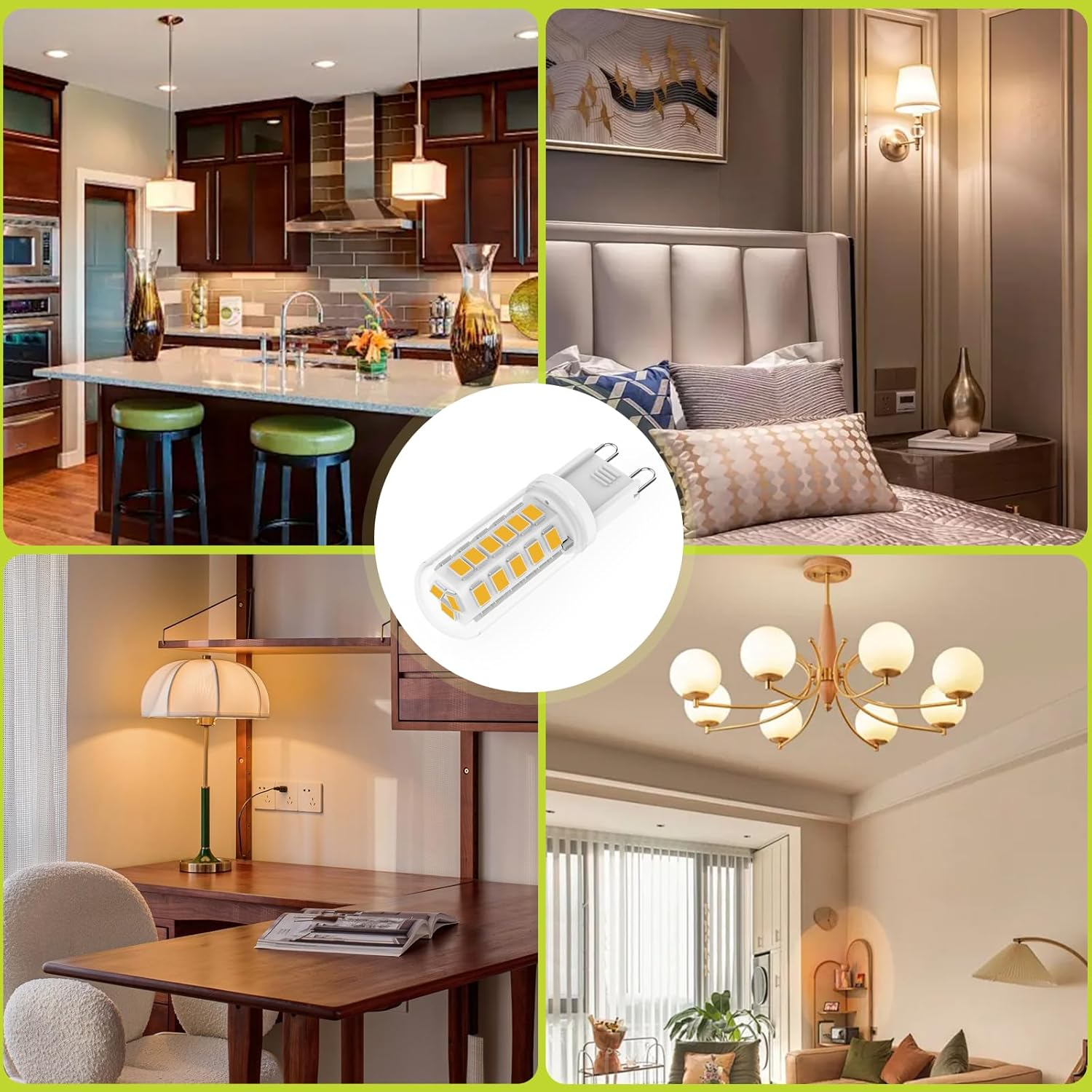 Ruledne G9 LED Bulbs 3W Equivalent 33W 40W 50W G9 Halogen Lamp, Warm White 2700K, 500LM, 360 Degrees, Flicker-Free, CRI 83+, AC/DC 220-240V, Non-Dimmable, Pack of 4 image number 1