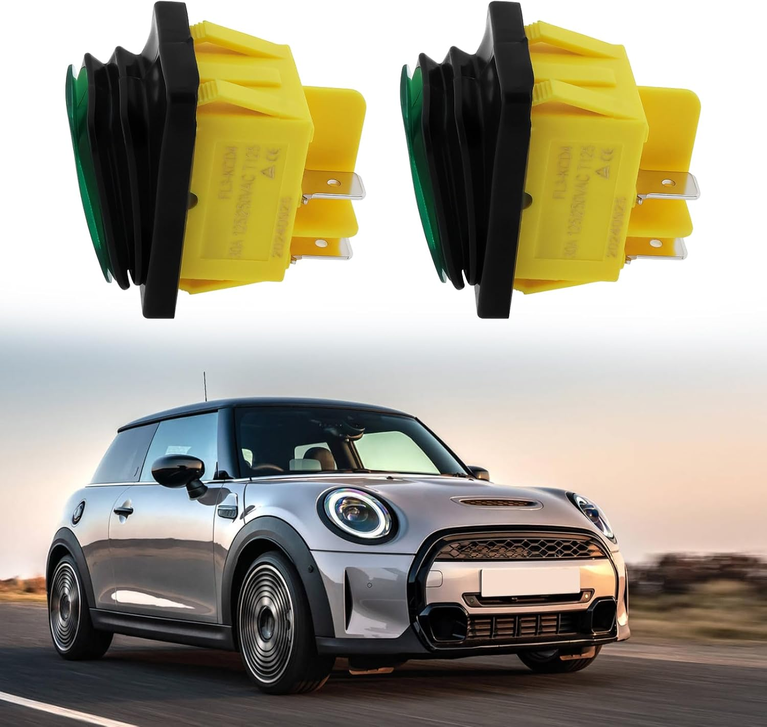 Emagtech 2Pcs 4Pin 250V 30A Green Illuminated Waterproof Power Rocker Switch 30X22Mm for Car and Marine image number 3