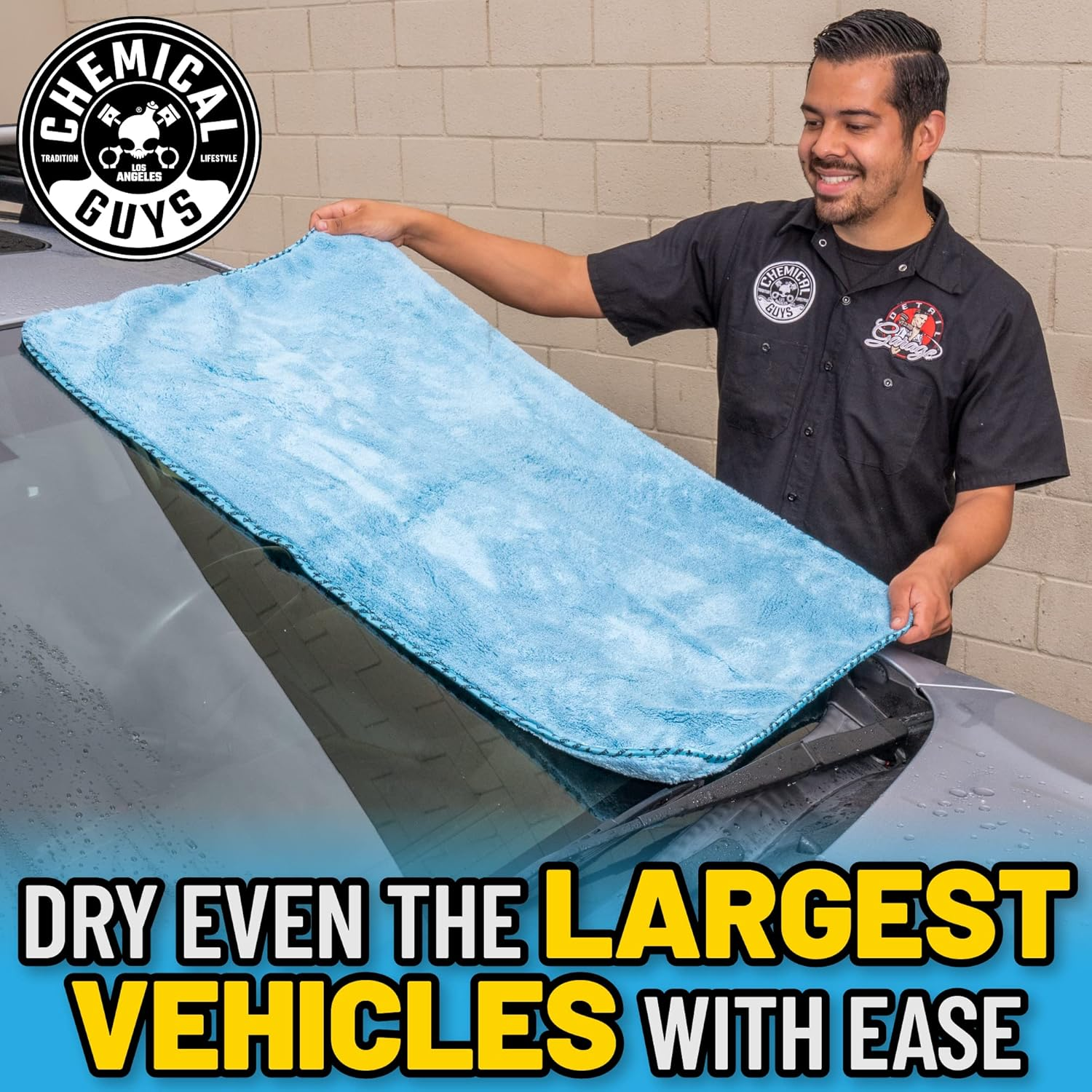Chemical Guys Woolly Mammoth Microfiber Dryer Towel (36" X 25") Cars,Trucks, Suvs, Rvs, Home, Pets, Messes, Blue image number 4