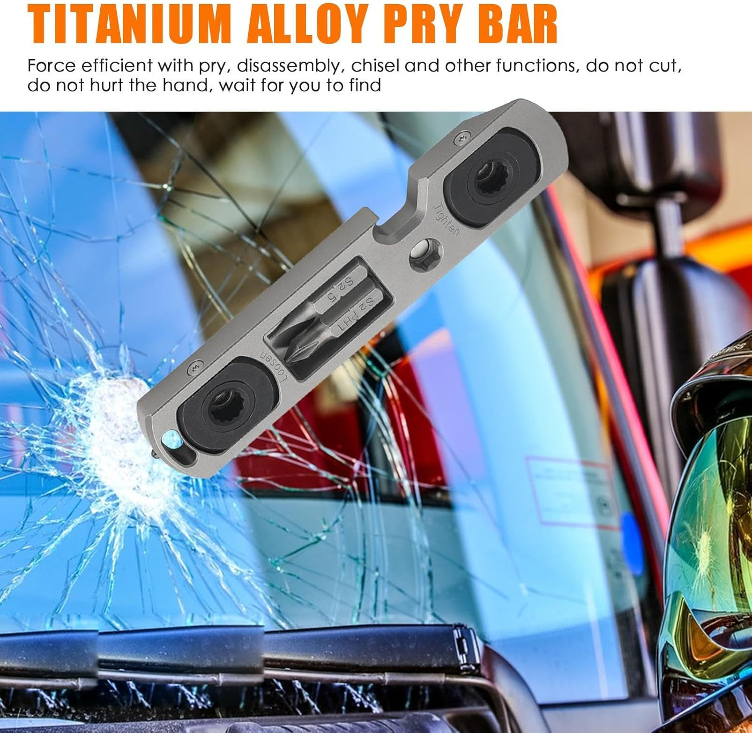 Gacqpli Titanium Pry Bar | Pry Bar Tool - Multipurpose Heavy-Duty Tool Wrench for Automotive Repair Firefighting Rescue Compact Lightweight Design image number 3