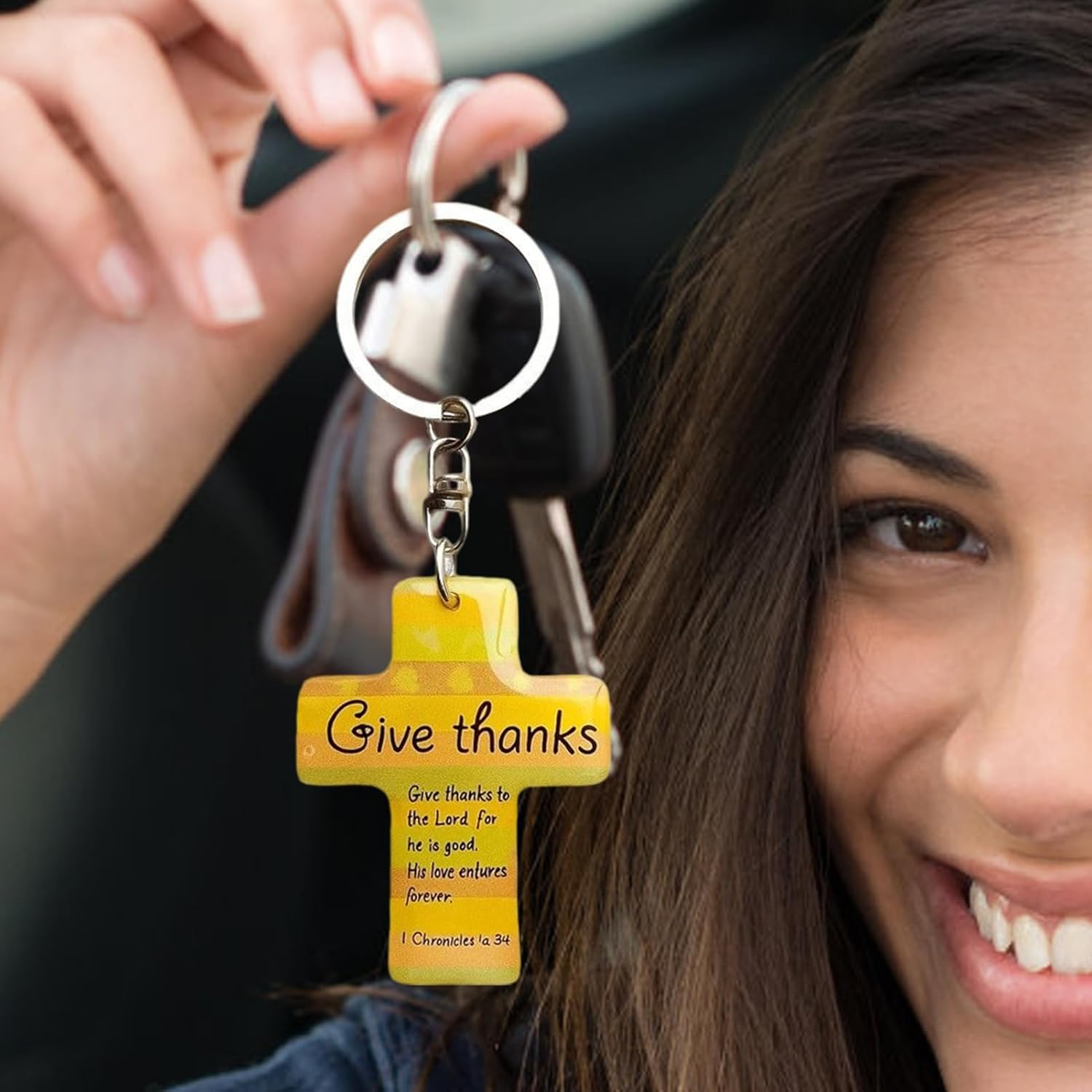 Religious Purse Pendant Wooden Jesus Pendant Bible Verse Inspirational Pocket Pendant for Women Men Prayer Baptism Birthday Easter Christmas Thank You image number 1