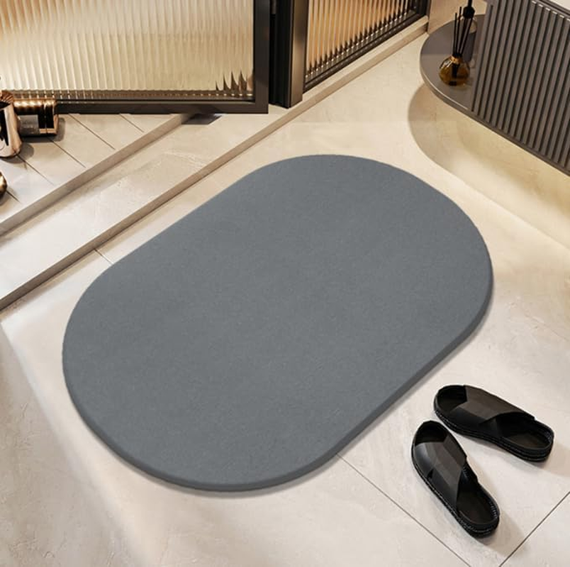 Stone Bath Mat, Diatomaceous Earth Non-Slip Shower Mat, Quick Drying Diatomite Bath Stone Mat for Bathroom Floor -Super Absorbent, Natural, Easy to Clean (30X40X0.9 Cm,Grey)