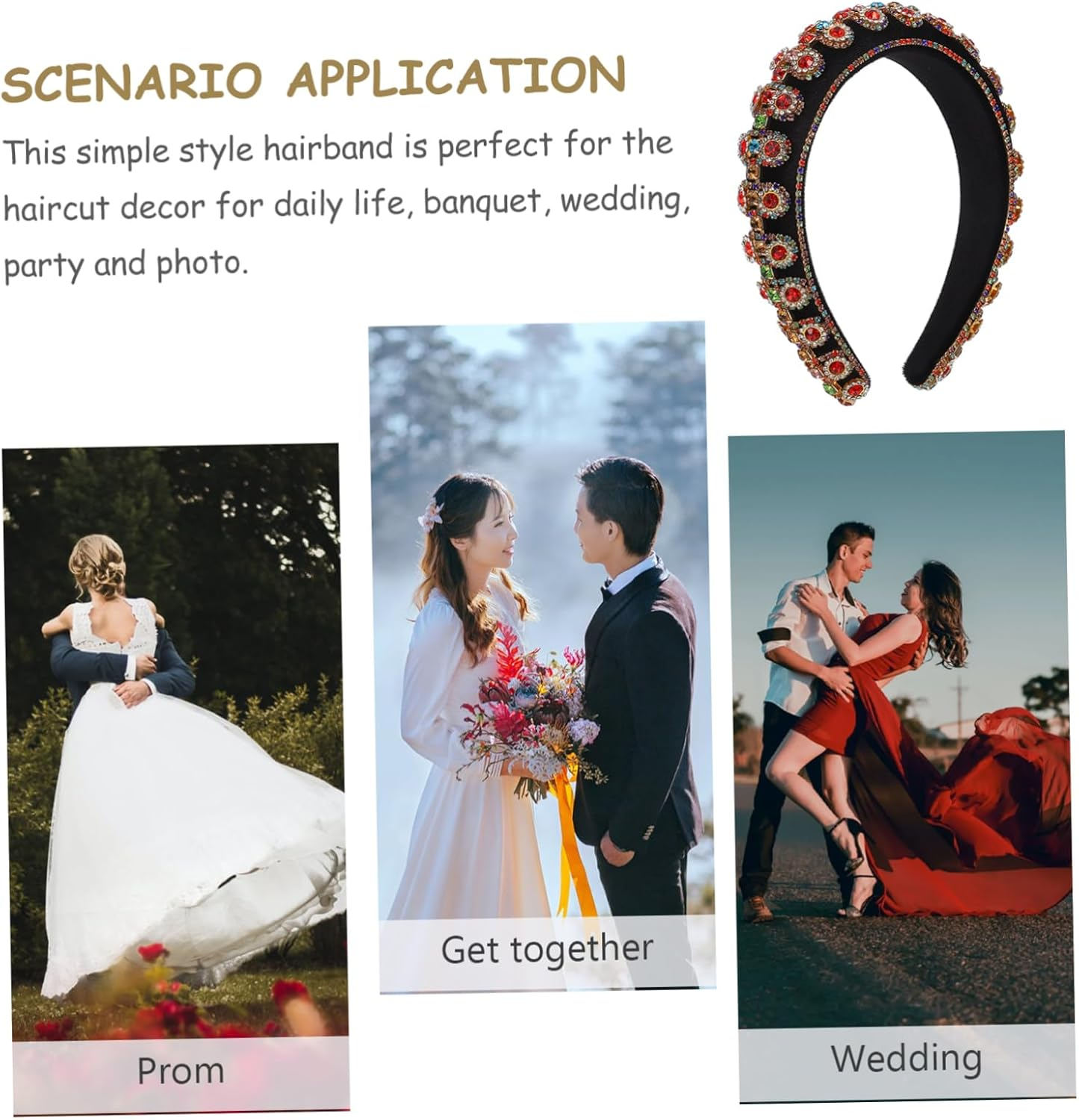 Elegant Headband with Rhinestones Headband Baby Headband Accessory Fashionable Hair Band for Wedding image number 4