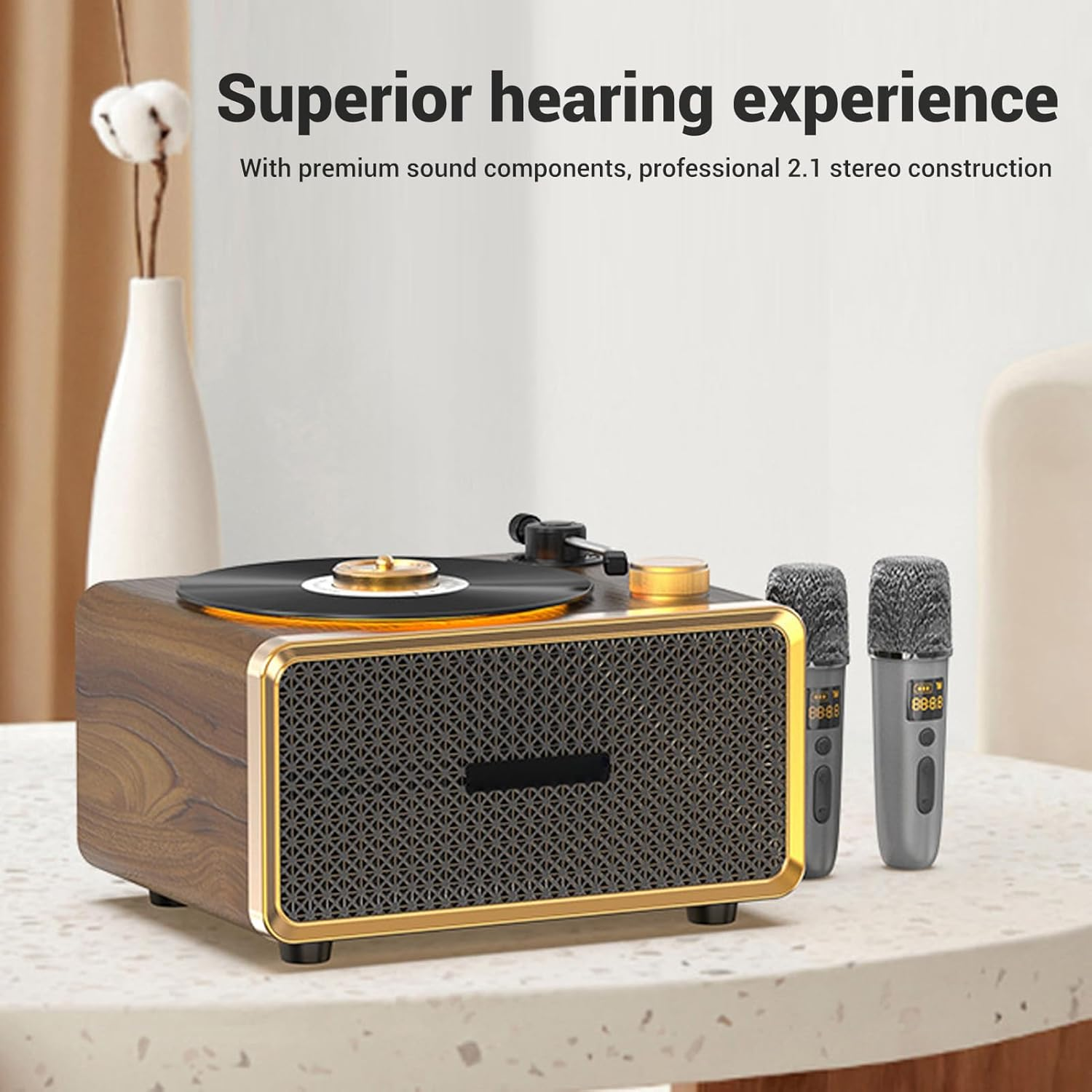 Brilluxa Bluetooth Speaker, Retro Wooden Wireless Audio Speaker with Warm Yellow Light and Fast Charging, Vintage Portable Music Player, Home and Outdoor Bluetooth Sound System image number 2