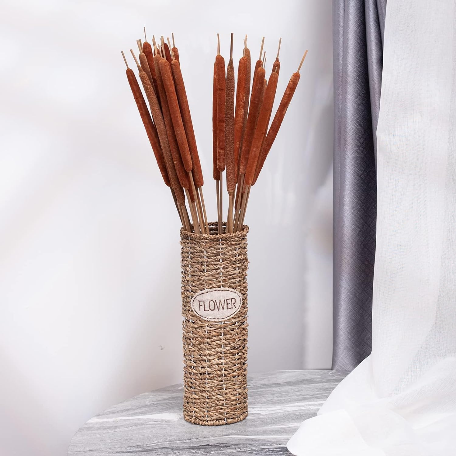 Dried Natural Cattails - 20PCS Jumbo Size for DIY Floral Arrangements and Home Office Decor - 0.75" Dia - 24 Inch Length image number 2