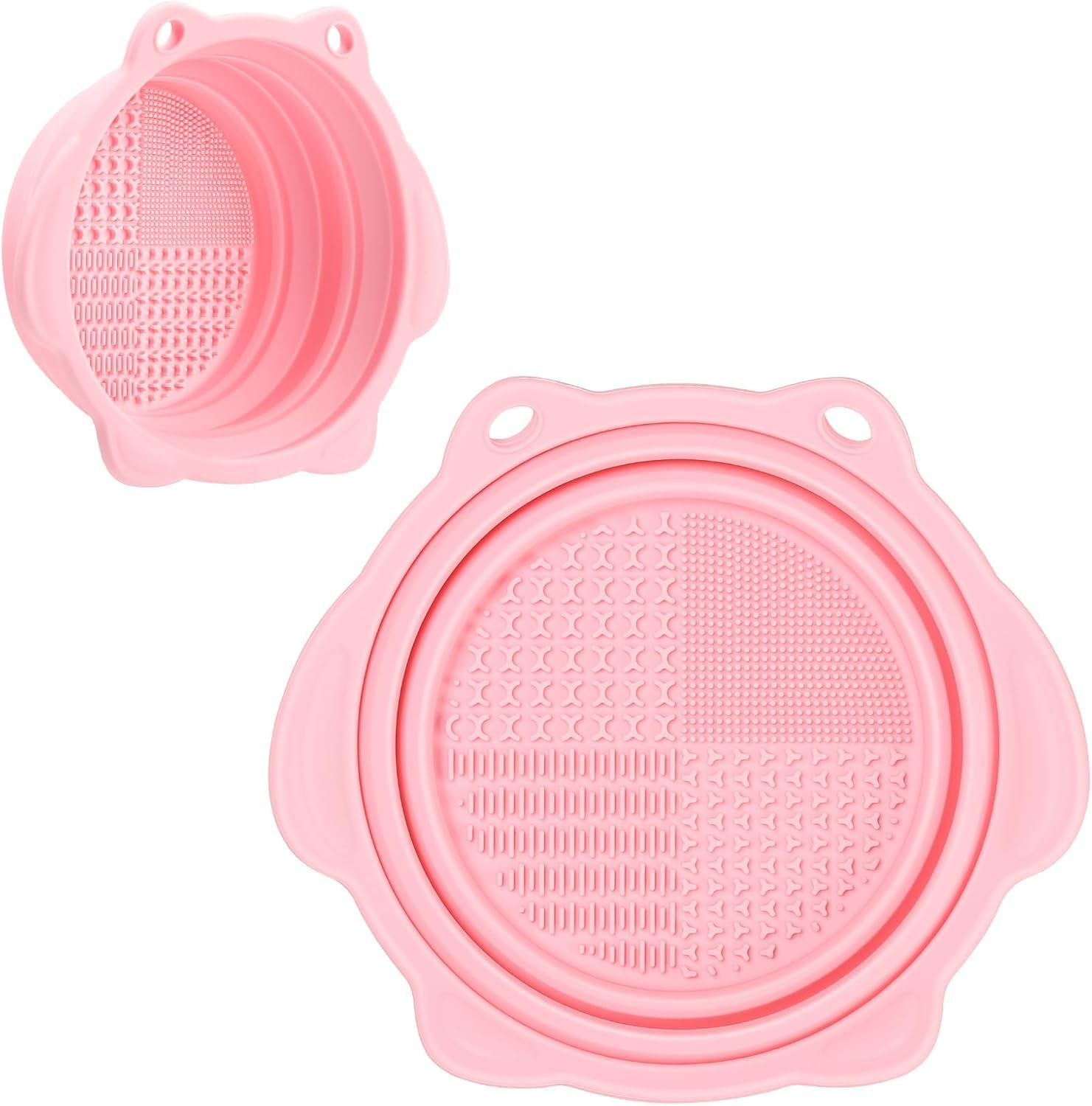 Makeup Brush Cleaner, Foldable Silicone Brush Cleaner Bowl Srubber, Portable Washing Tools for Makeup Brush,Powder Puff,Sponge (Pink, 14.5 * 14.5 * 5 CM) image number 2