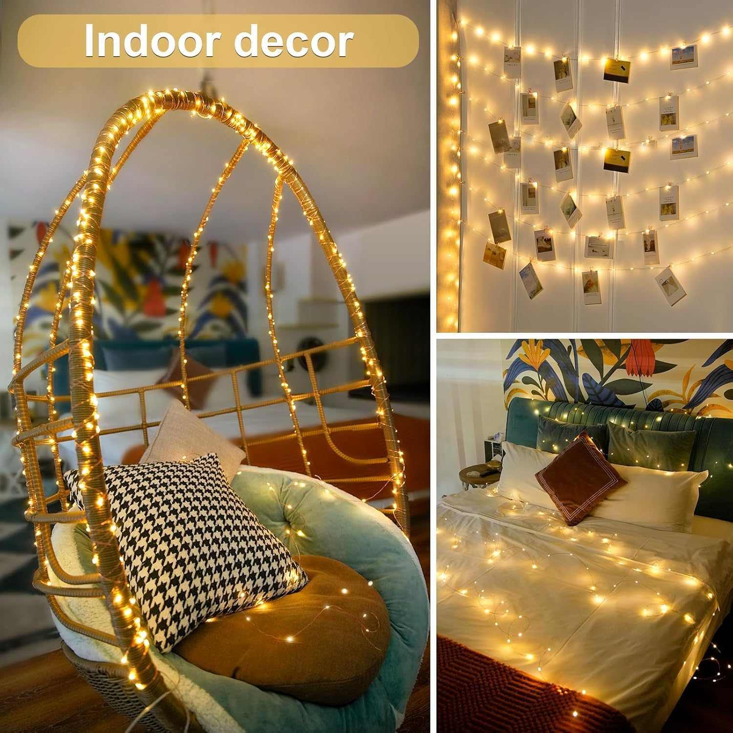 1Pack 10M 100LED Fairy Lights Battery Operated with Remote, String Lights Battery Powered Led Twinkle Fairy Lights, Firefly Starry String Lights DIY Party Wedding Christmas Decoration (Warm White) image number 4