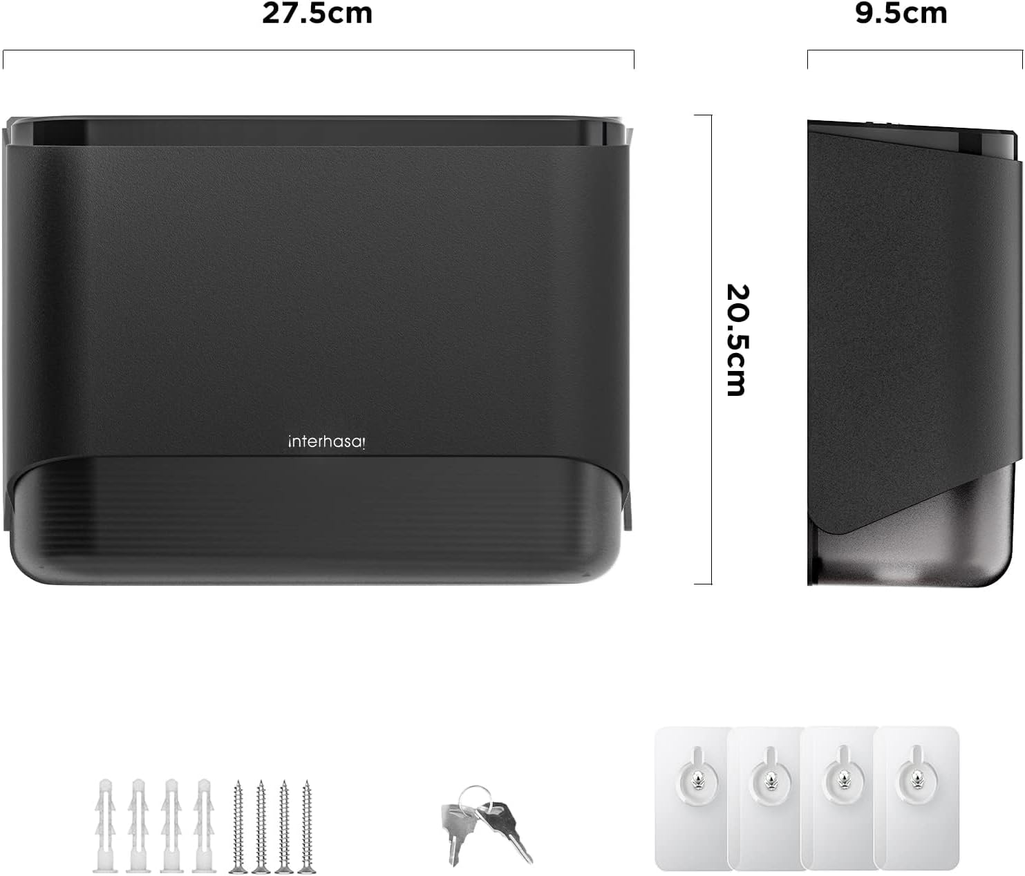 Interhasa! Paper Towel Dispenser Wall Mounted Commercial Hand Paper Towel Holder Multifold/Trifold/C Fold for Kitchen Bathroom, ABS, Black, 275 * 95 * 205 Mm, 0.53 Kg