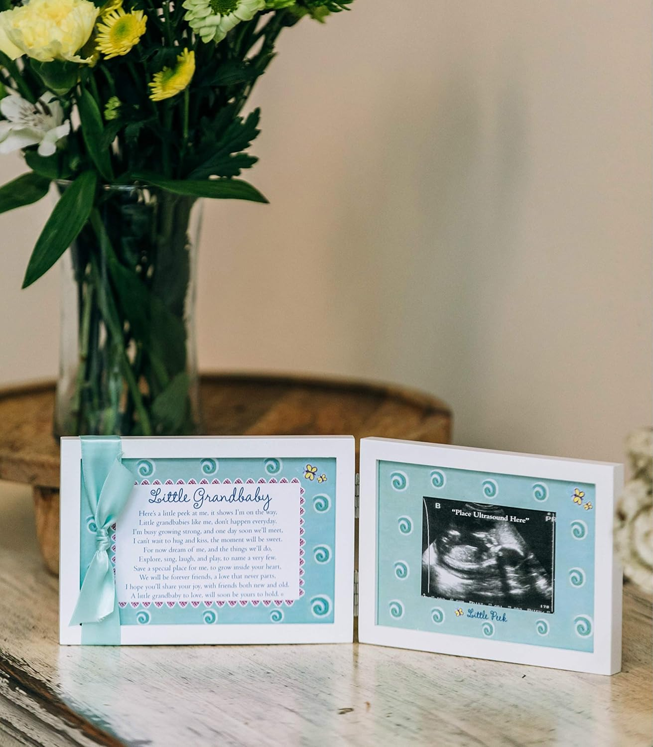 Little Grandbaby Ultrasound Picture Frame/Sonogram Frame, Pregnancy Announcement for Grandparents/New Baby Announcement/Baby Shower Keepsake - Green Art image number 6
