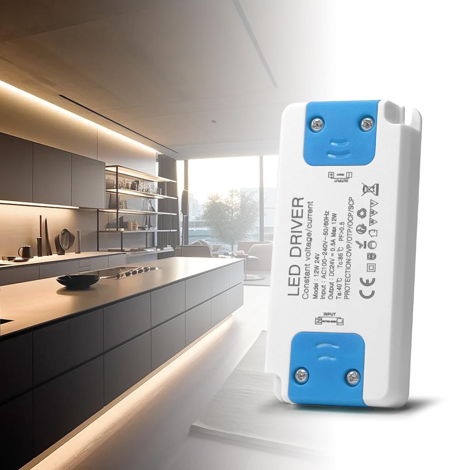 LED Driver 12V, BRIMETI 60W LED Transformer 5A Slim LED Power Supply Adapter AC 240V to 12V DC Low Voltage, Constant Voltage, Suitable for LED Light Strip