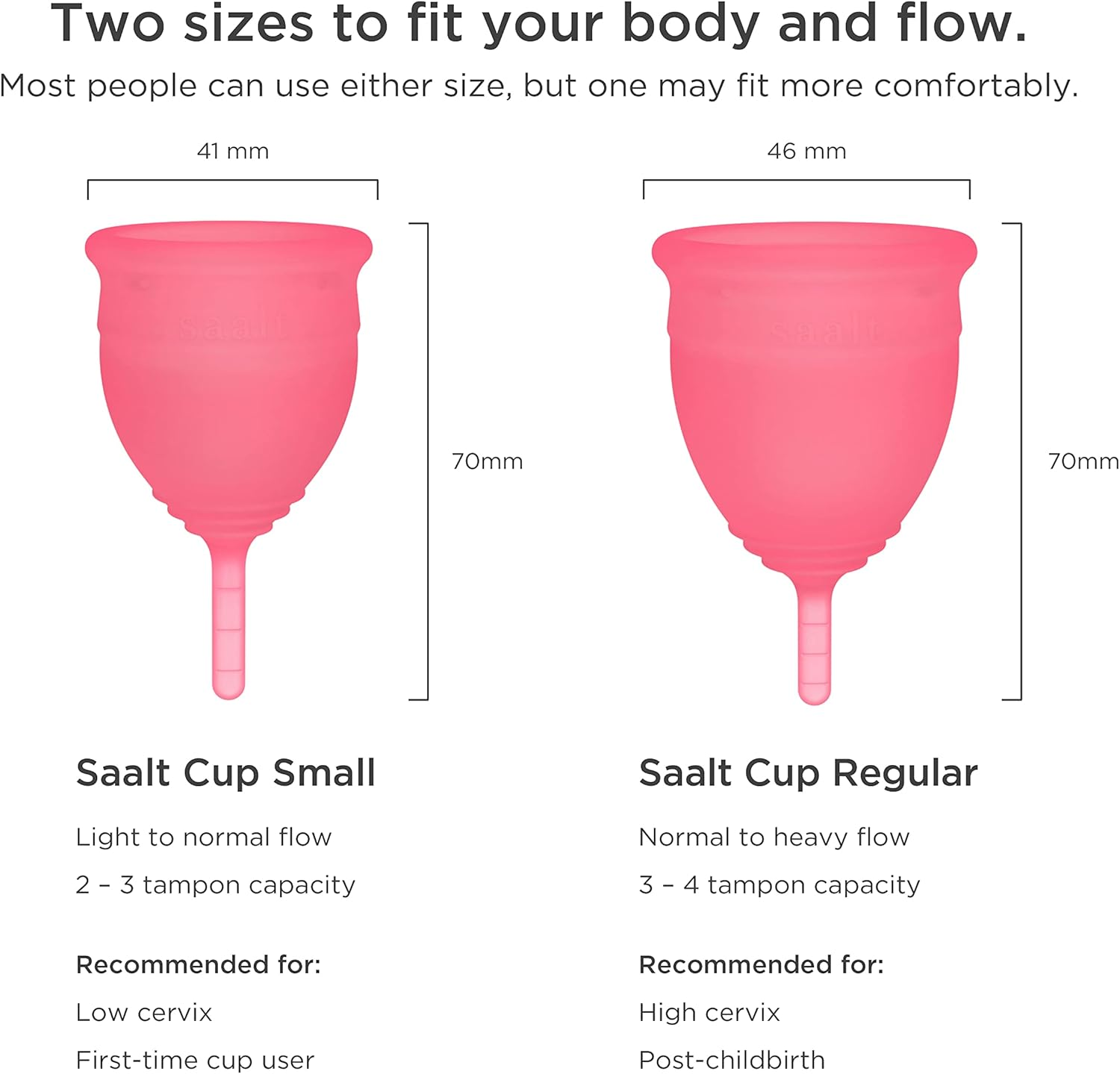 Saalt Menstrual Cup - Premium Design - Most Comfortable Period Cup - #1 Active Cup - Wear for 8 Hours - Soft, Flexible, Reusable Medical-Grade Silicone image number 4